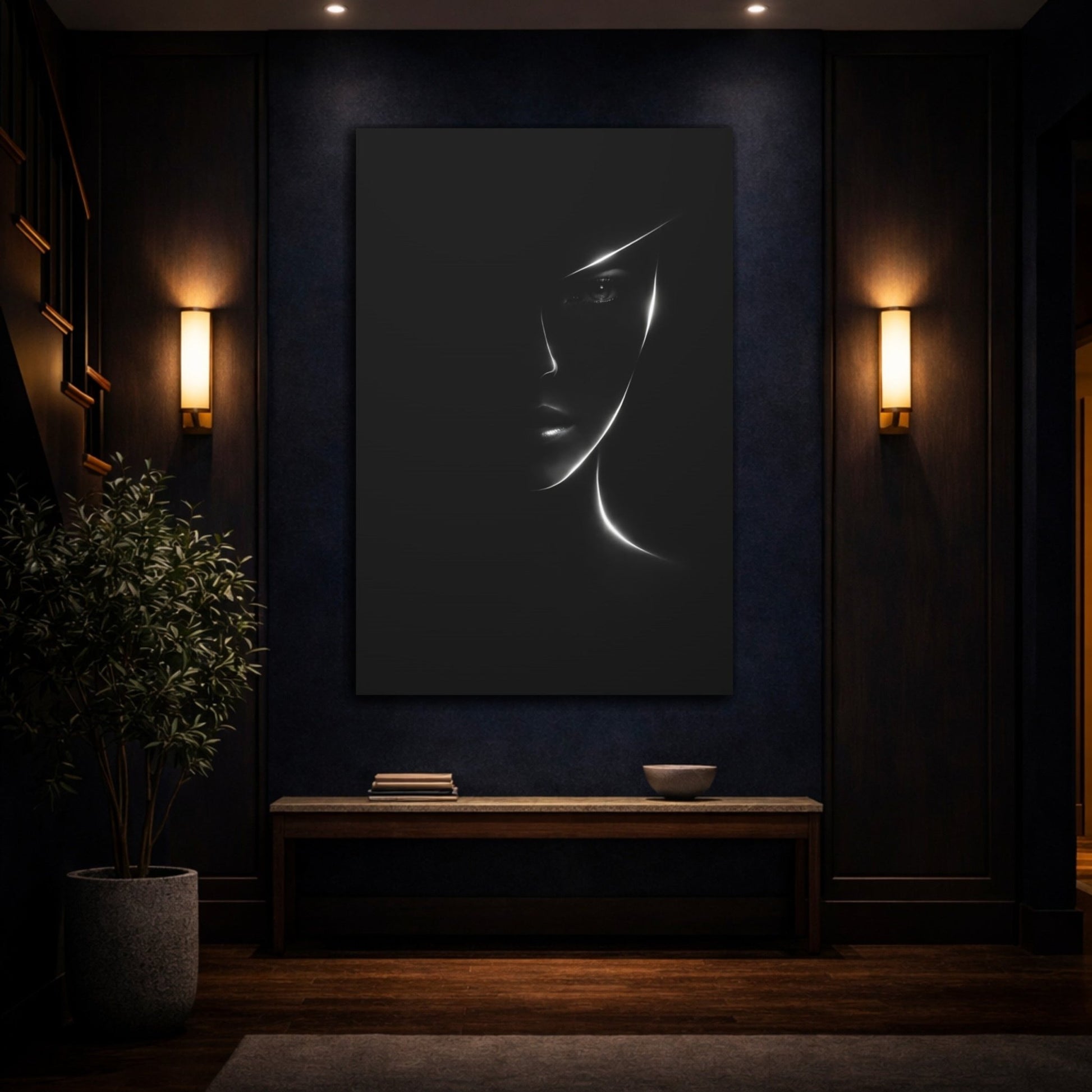 Abstract Woman S Face - Canvas Wall Art Print - YesArtYes