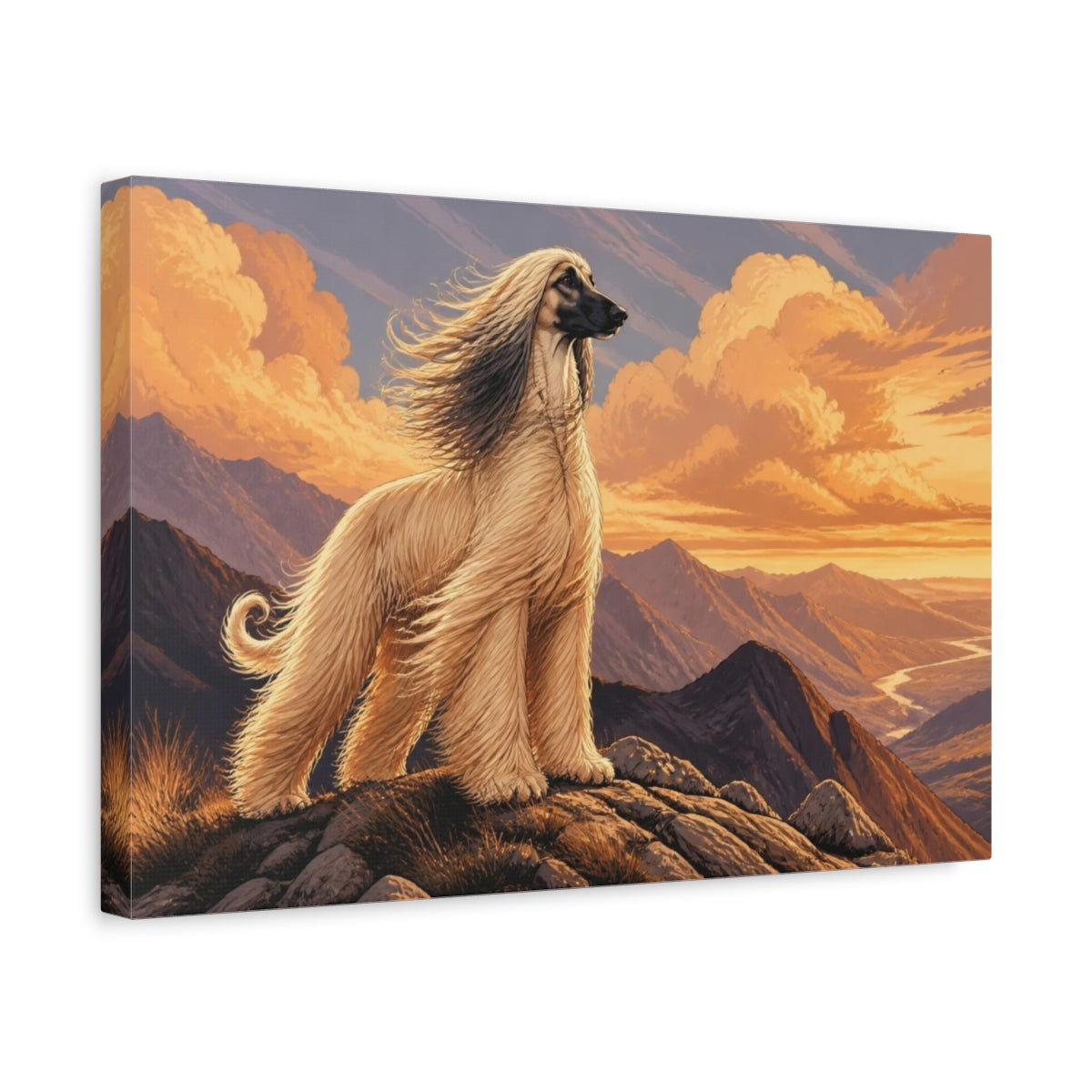 Side Mockup 4. Afghan Hound Pet Portrait shown as canvas print