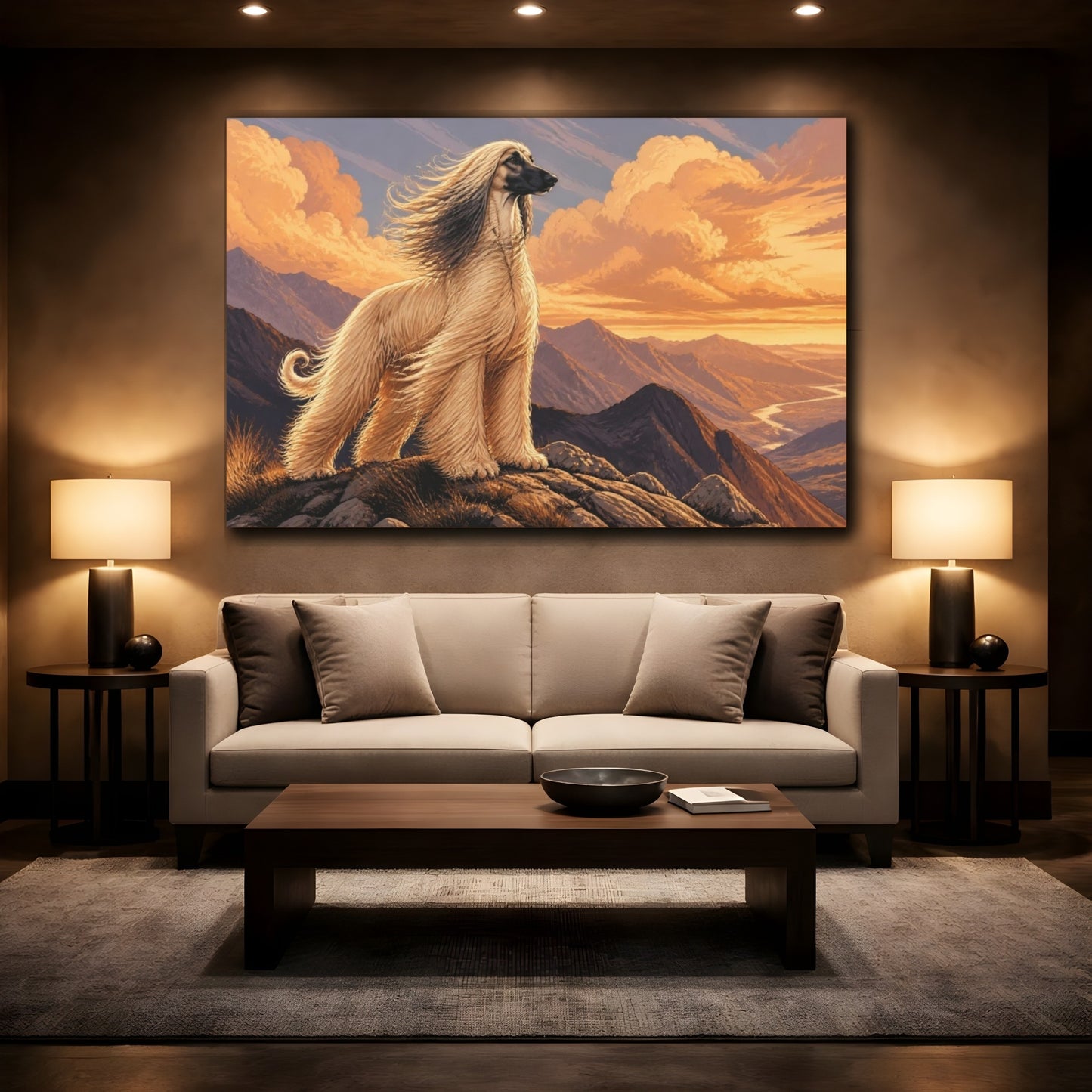 Mockup 2. Afghan Hound Pet Portrait shown as canvas print