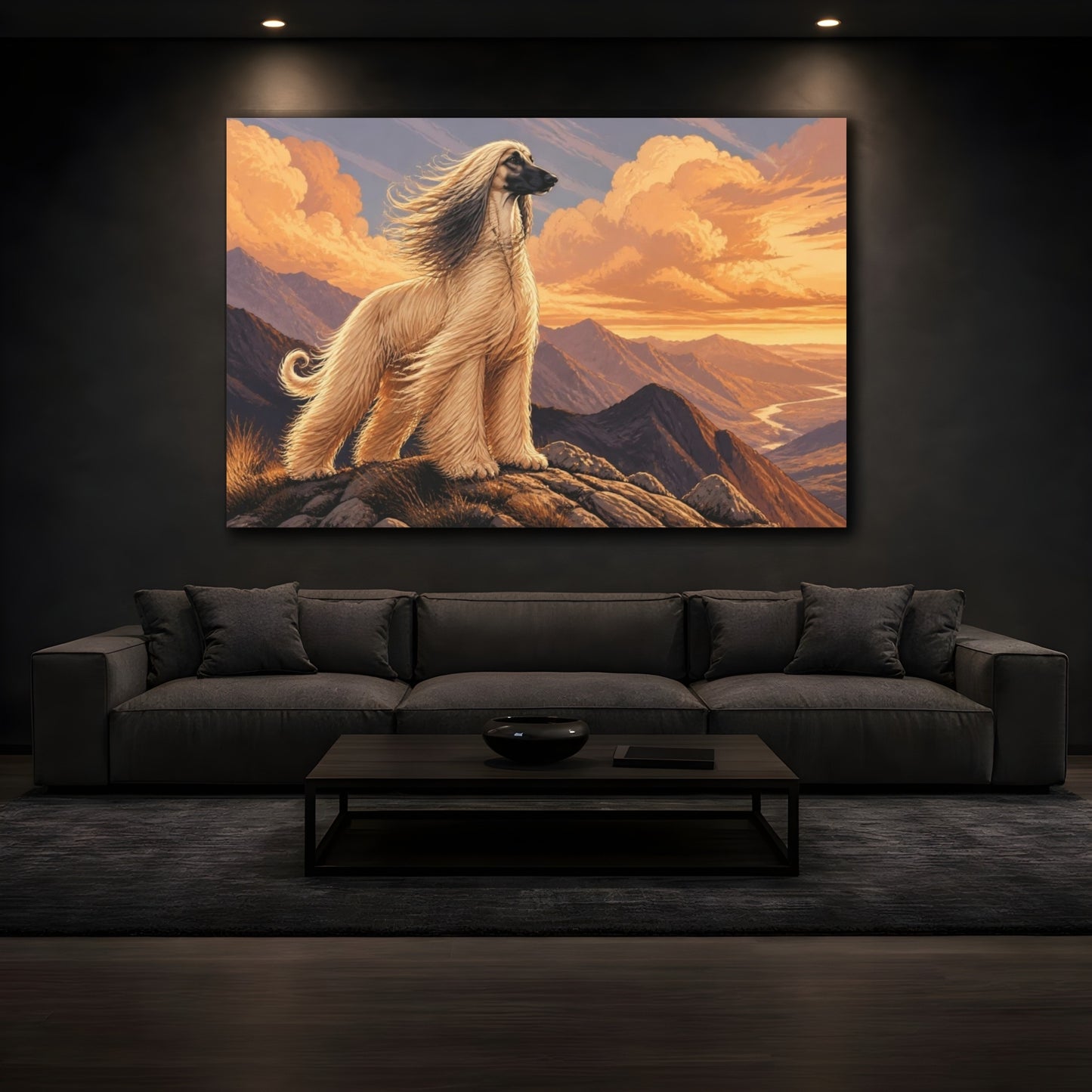 Mockup 3. Afghan Hound Pet Portrait shown as canvas print