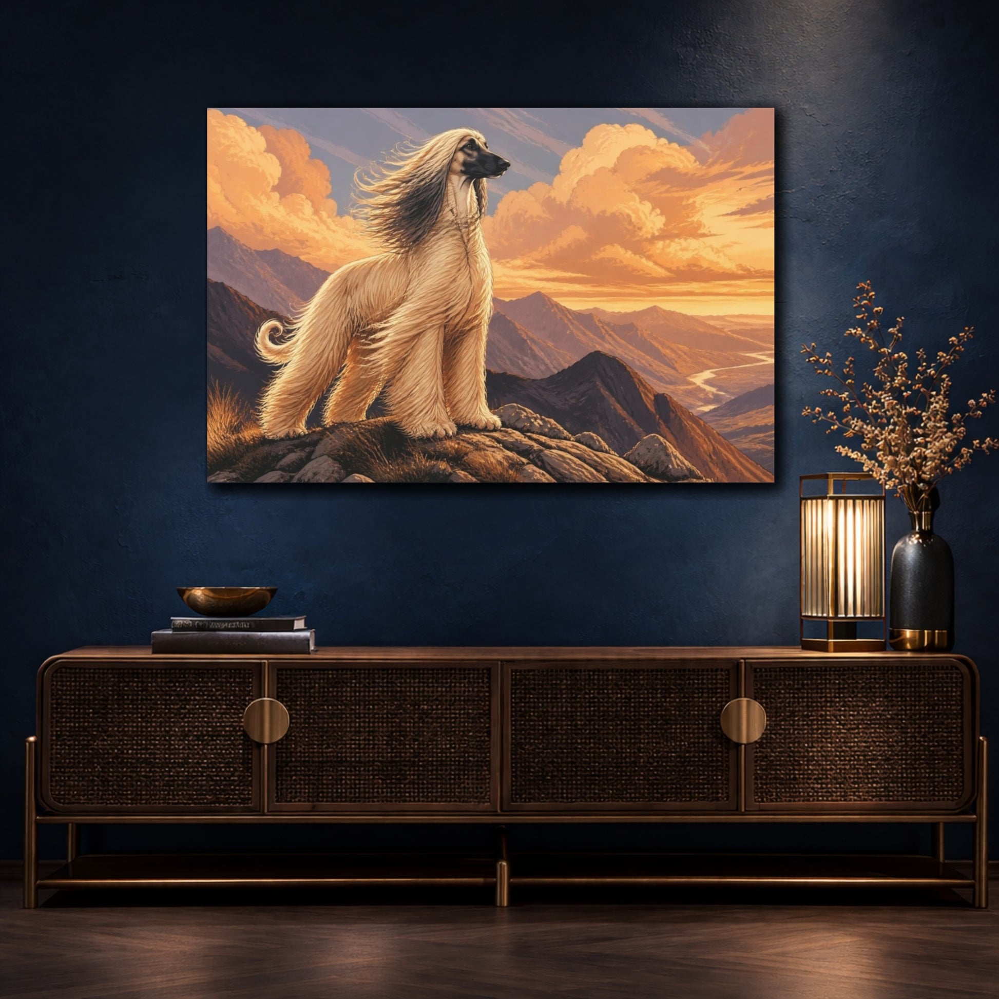 Mockup 4. Afghan Hound Pet Portrait shown as canvas print