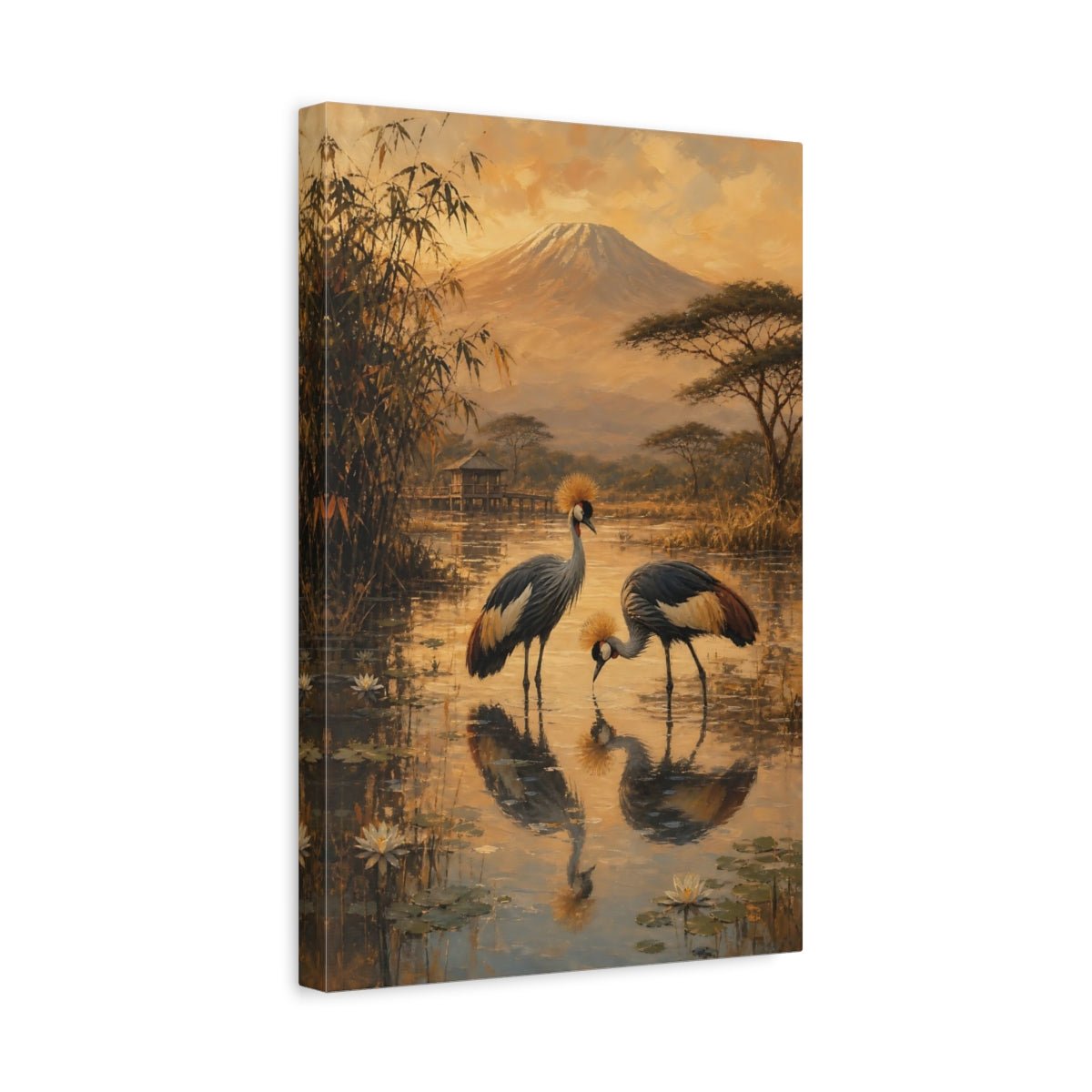 African Safari Oil Sketch With Warm Canvas Print – Classical Decor for Living Room, Above Fireplace - YesArtYes