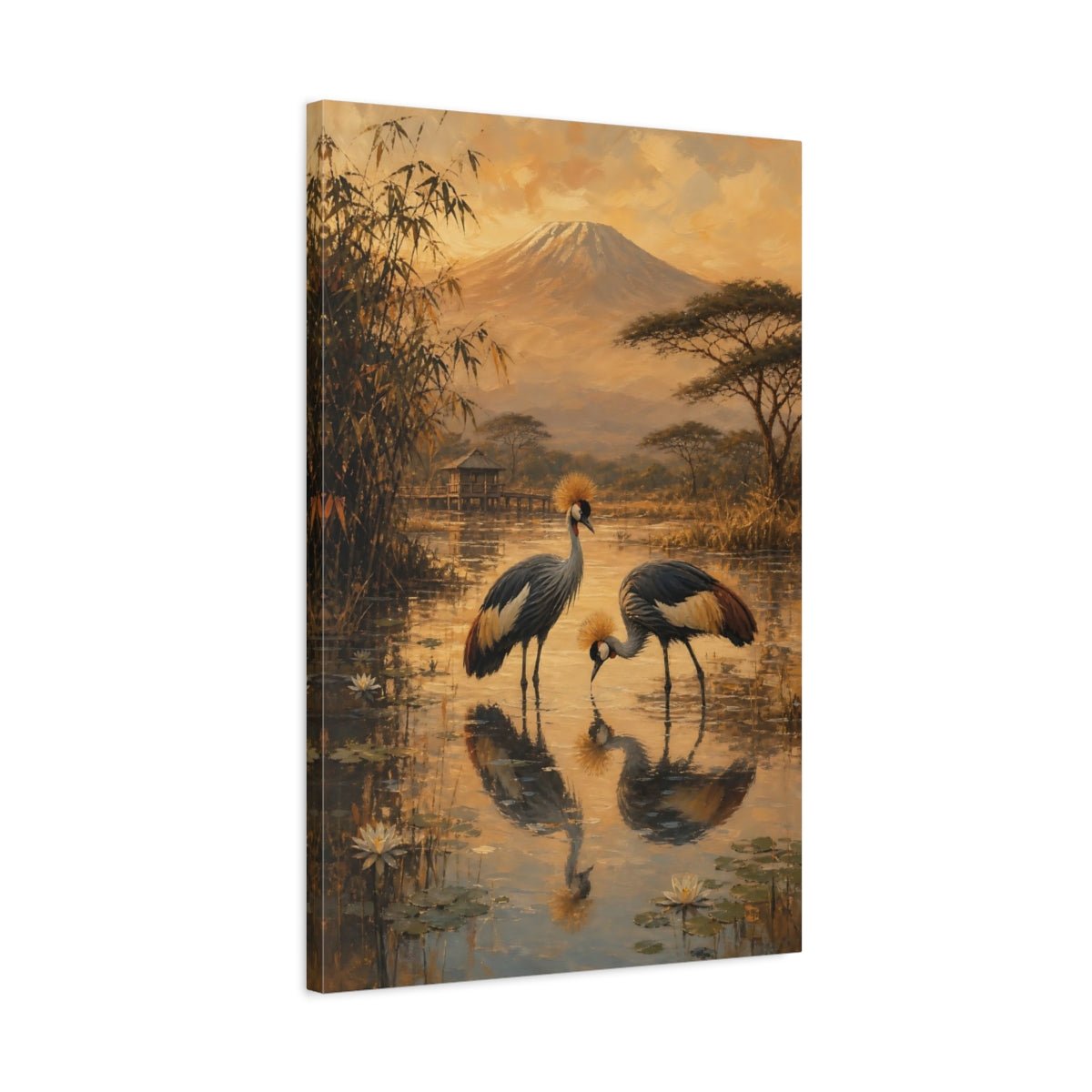 African Safari Oil Sketch With Warm Canvas Print – Classical Decor for Living Room, Above Fireplace - YesArtYes