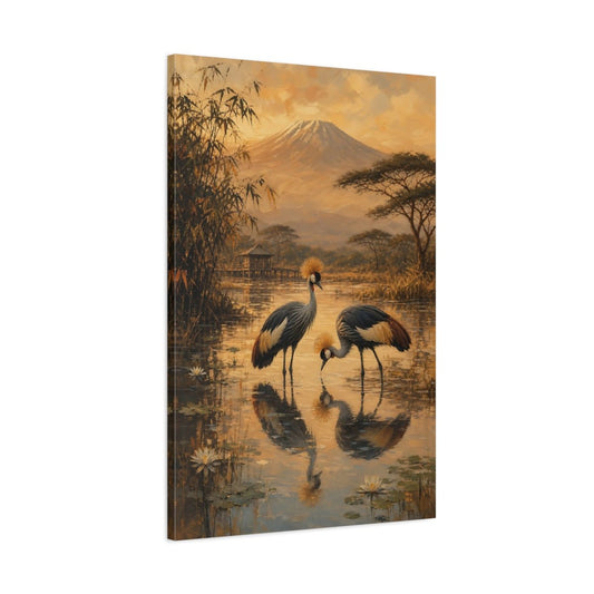 African Safari Oil Sketch With Warm Canvas Print – Classical Decor for Living Room, Above Fireplace - YesArtYes