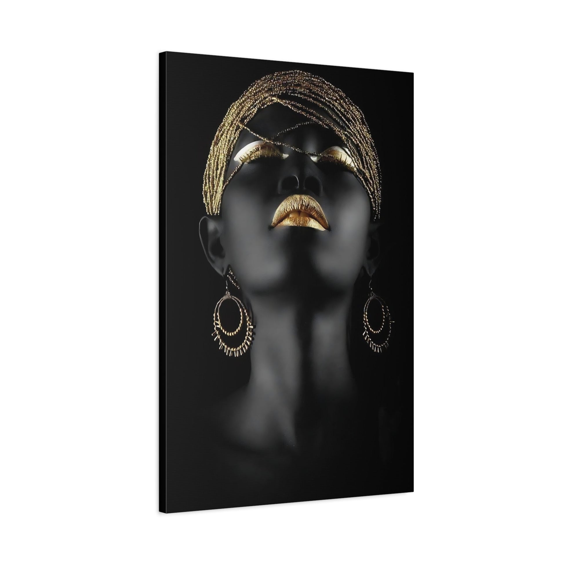 African Woman Gold Canvas Print - Golden Lip Wall Art