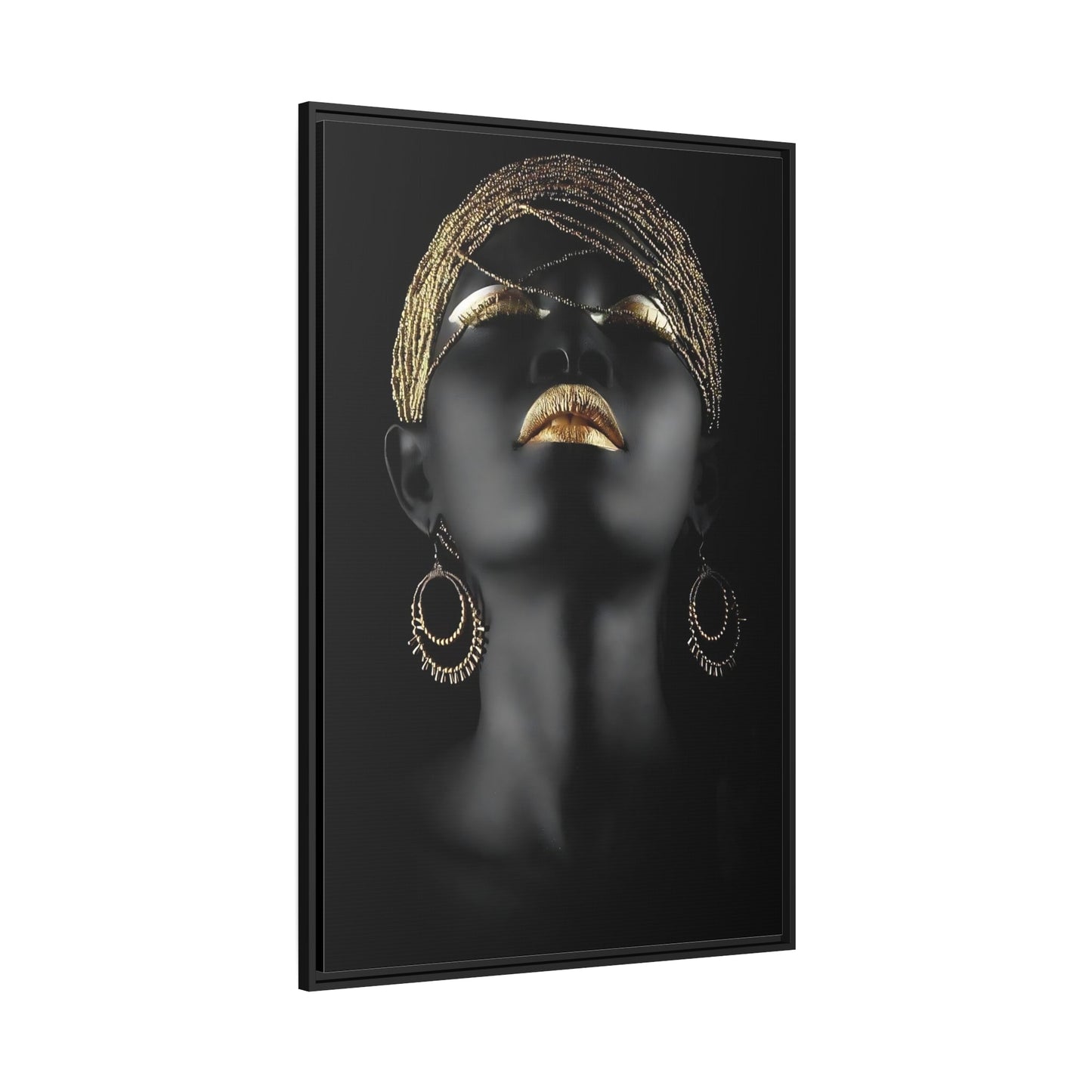 African Woman Gold Lip Canvas Print - Wall Art Fashion