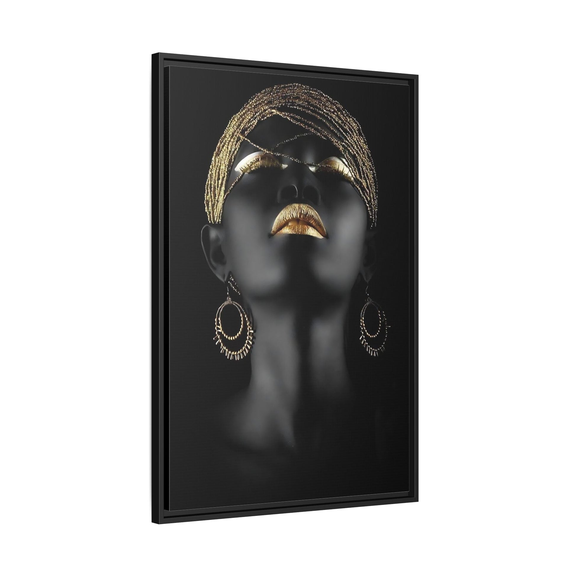 African Woman Large Gold Canvas Print - Golden Lip Wall Art - YesArtYes