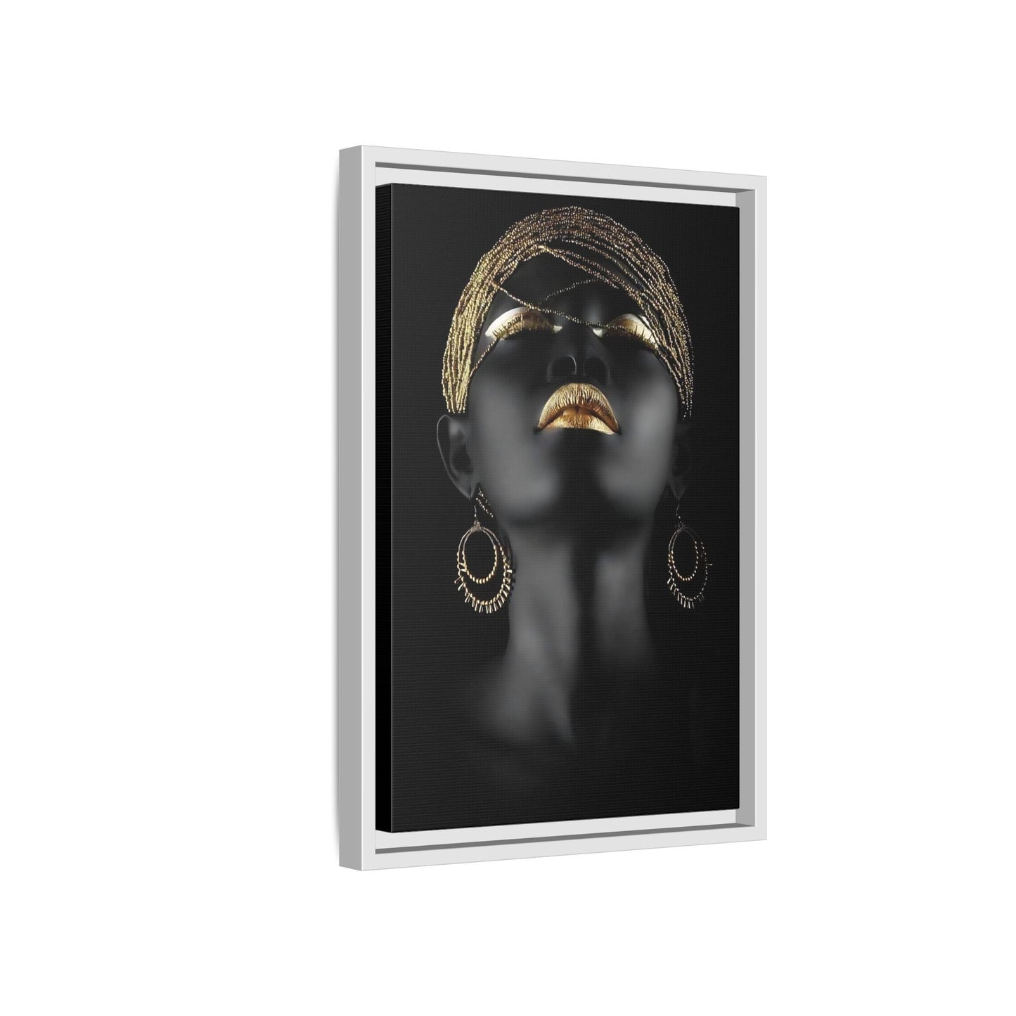 African Woman Large Gold Canvas Print - Golden Lip Wall Art - YesArtYes