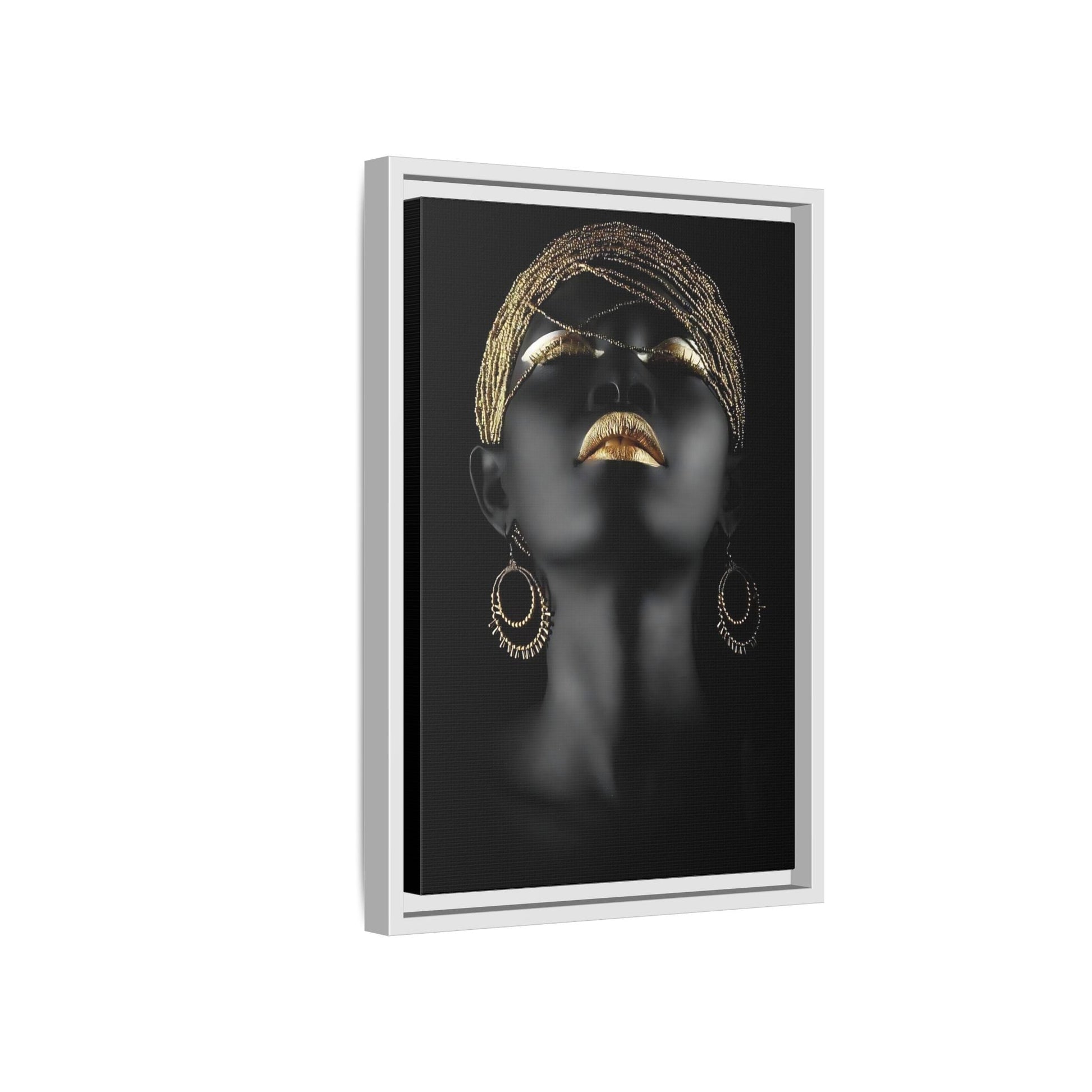 African Woman Large Gold Canvas Print - Golden Lip Wall Art - YesArtYes