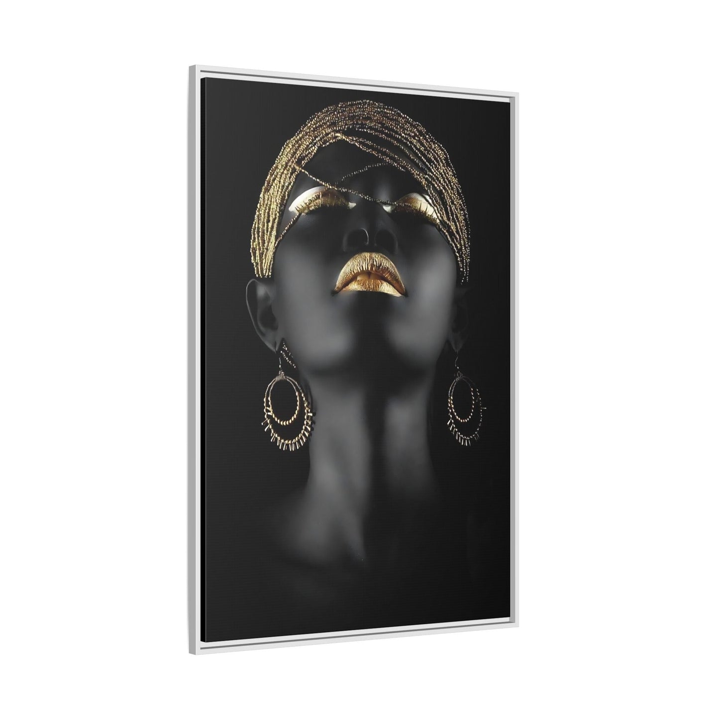 African Woman Large Gold Canvas Print - Golden Lip Wall Art - YesArtYes