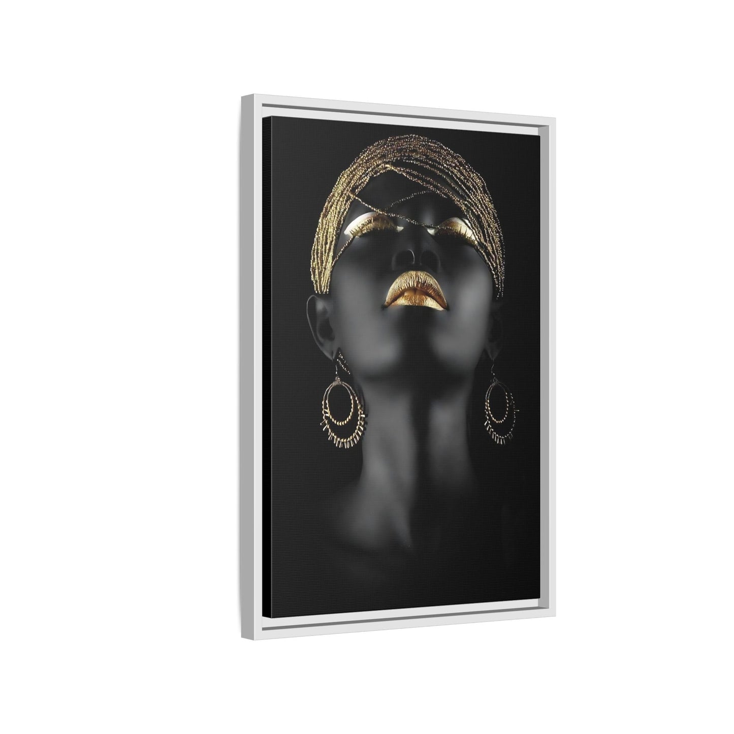 African Woman Large Gold Canvas Print - Golden Lip Wall Art - YesArtYes