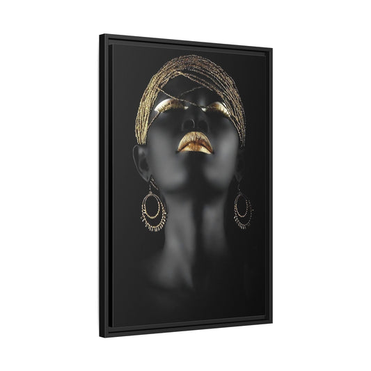 African Woman Large Gold Canvas Print - Golden Lip Wall Art - YesArtYes