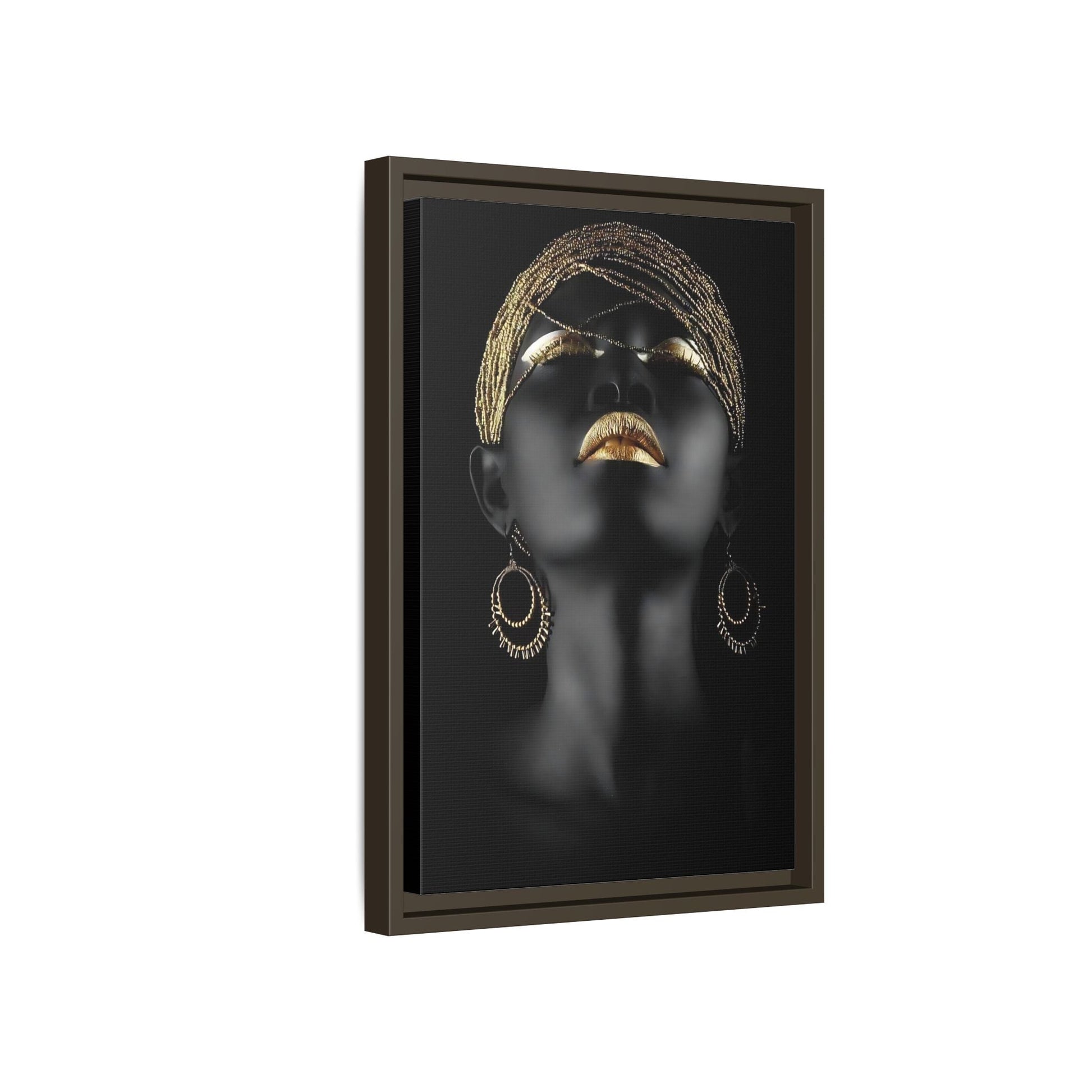 African Woman Large Gold Canvas Print - Golden Lip Wall Art - YesArtYes