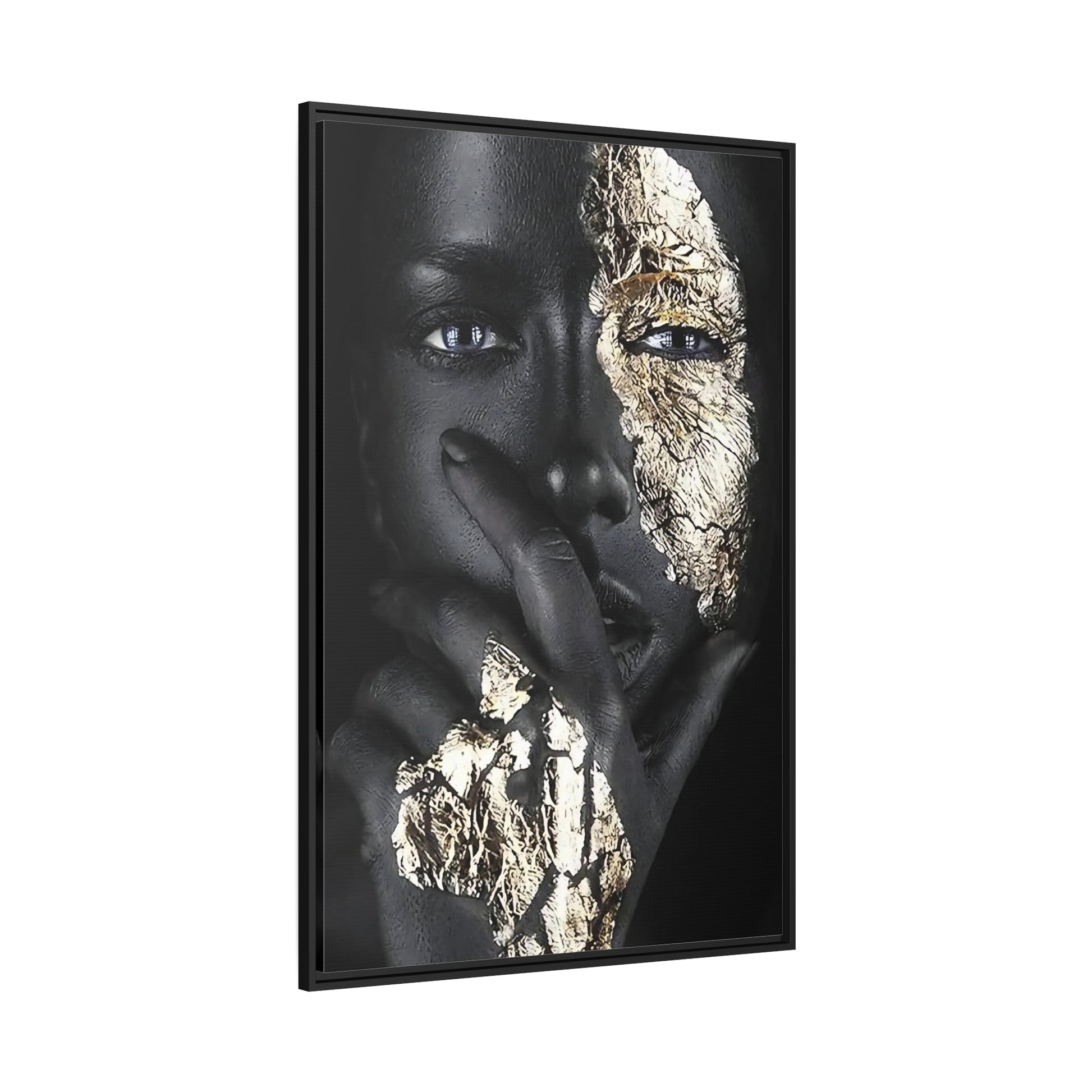 African Woman Wall Art Canvas Print - Fashion Girl Gold Face Makeup