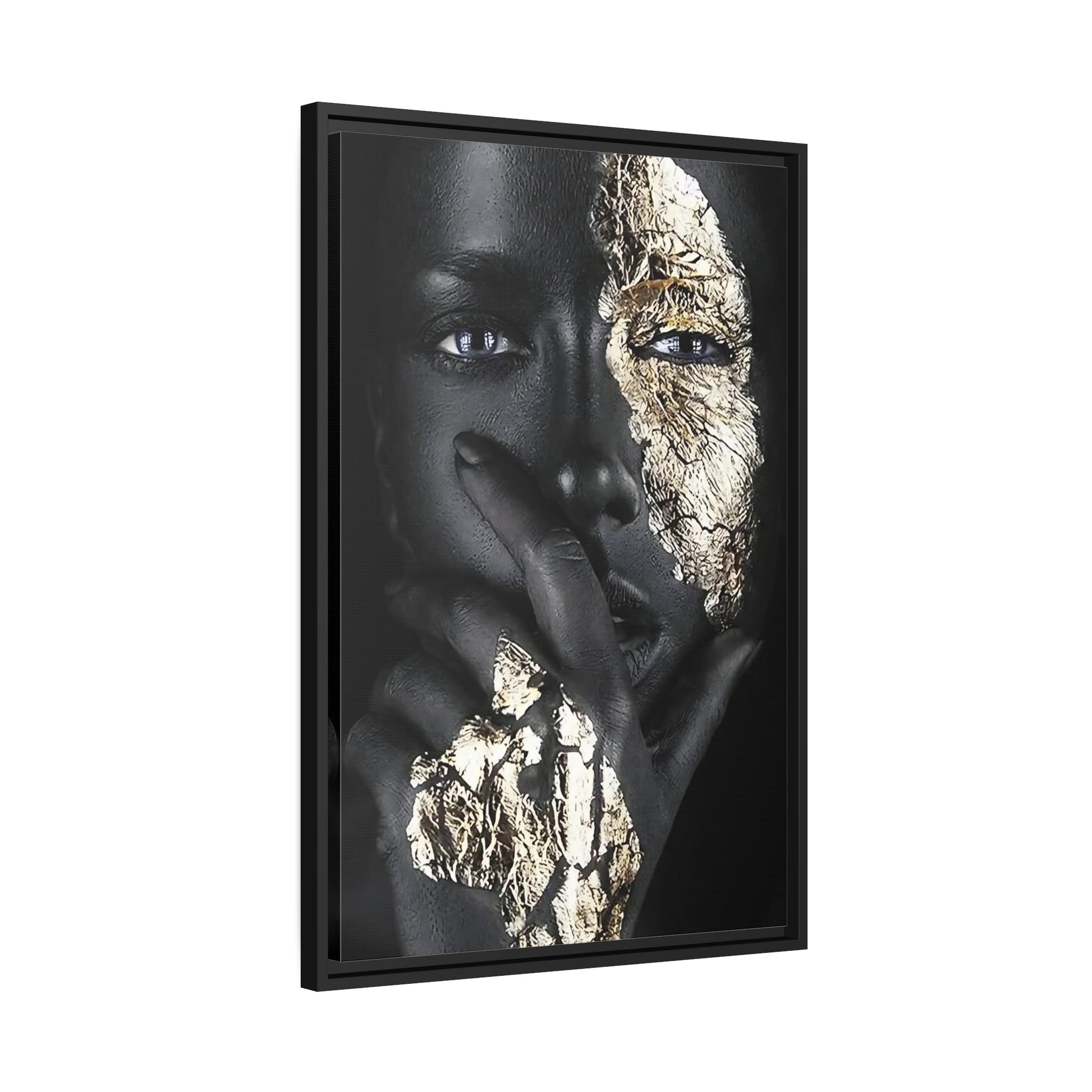 African Woman Wall Art Canvas Print - Fashion Girl Gold Face Makeup