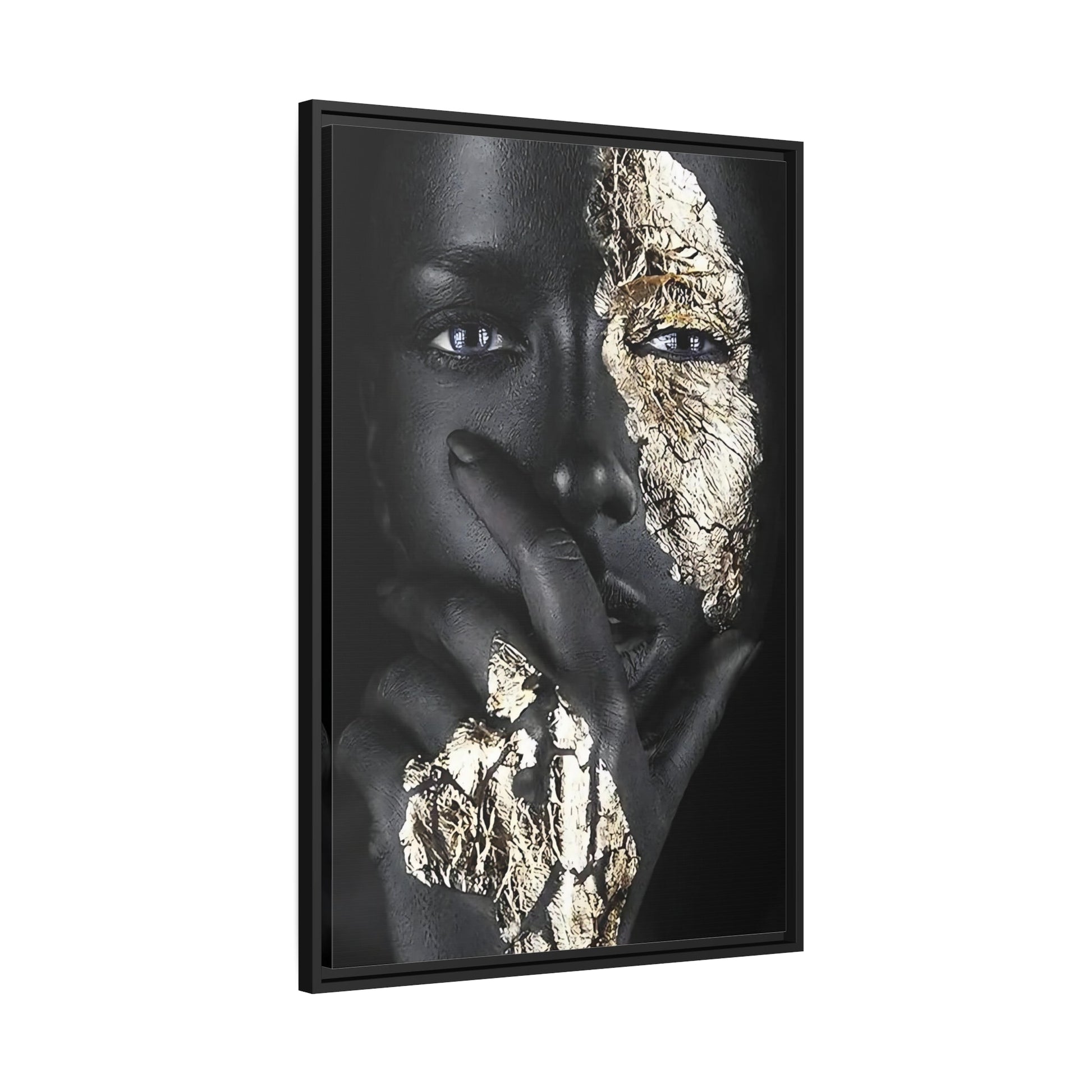 African Woman Wall Art Canvas Print - Fashion Girl Gold Face Makeup