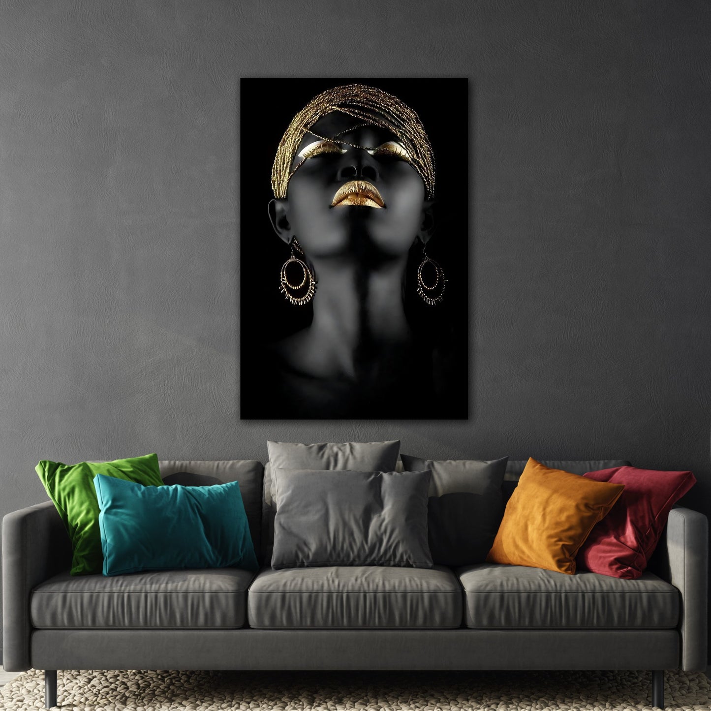 African Woman Gold Canvas Print - Golden Lip Wall Art