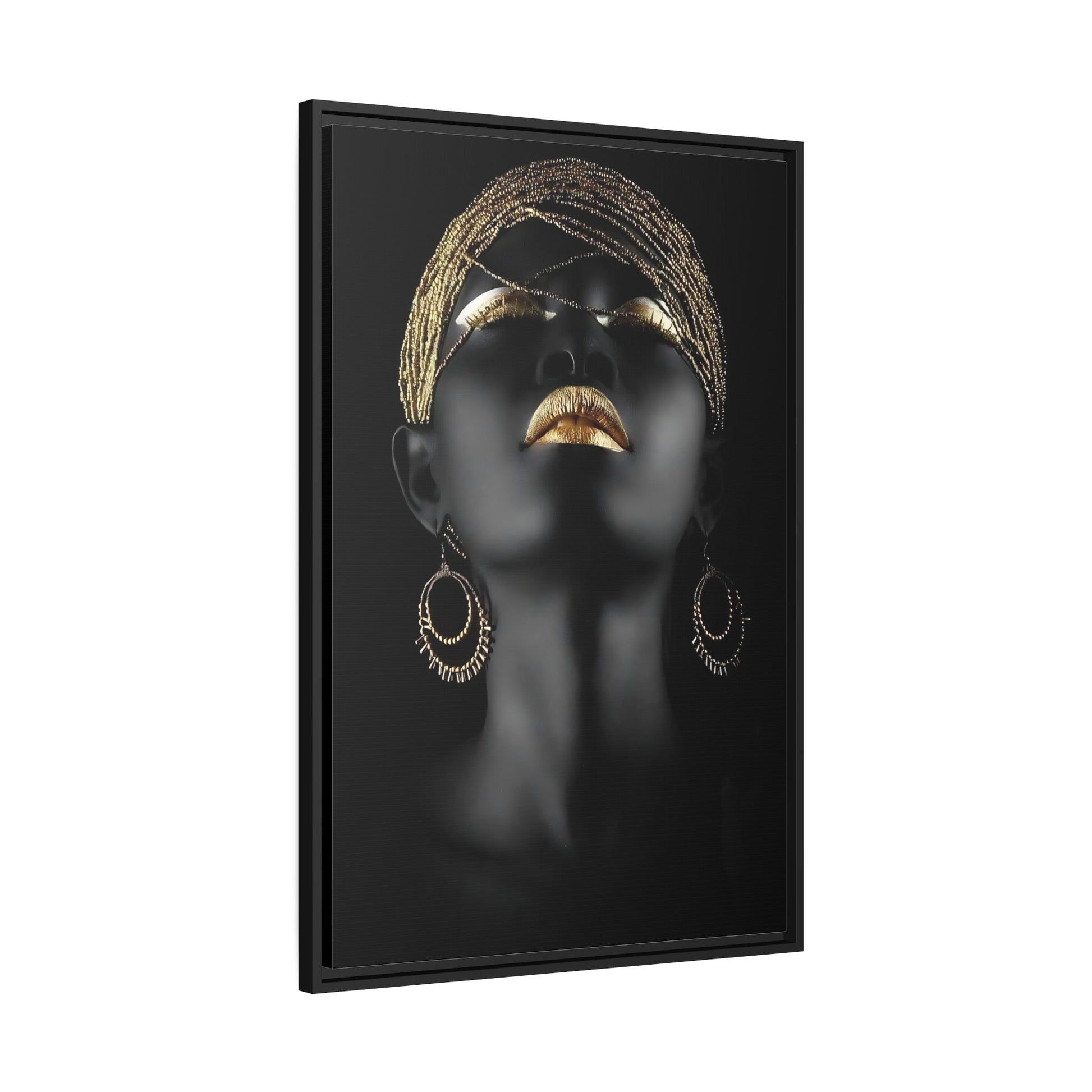 African Woman Gold Lip Canvas Print - Wall Art Fashion