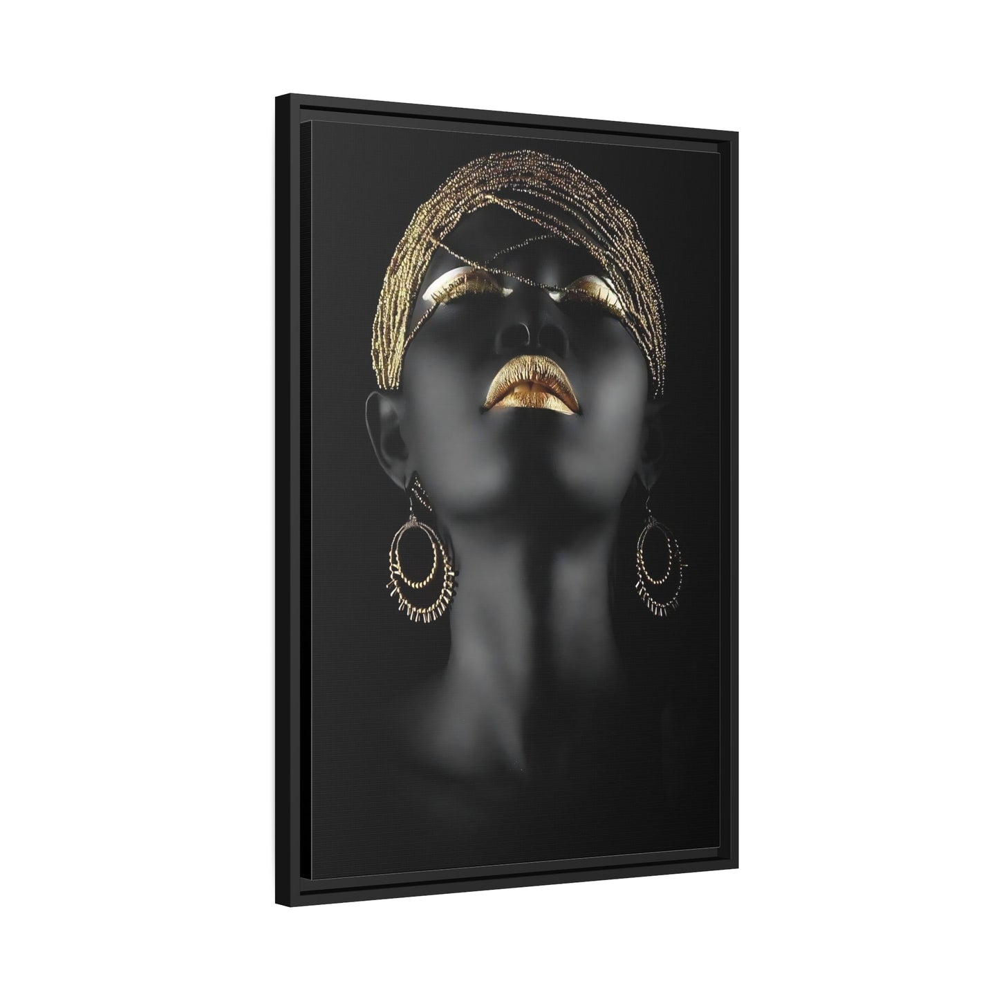 African Woman Gold Lip Canvas Print - Wall Art Fashion