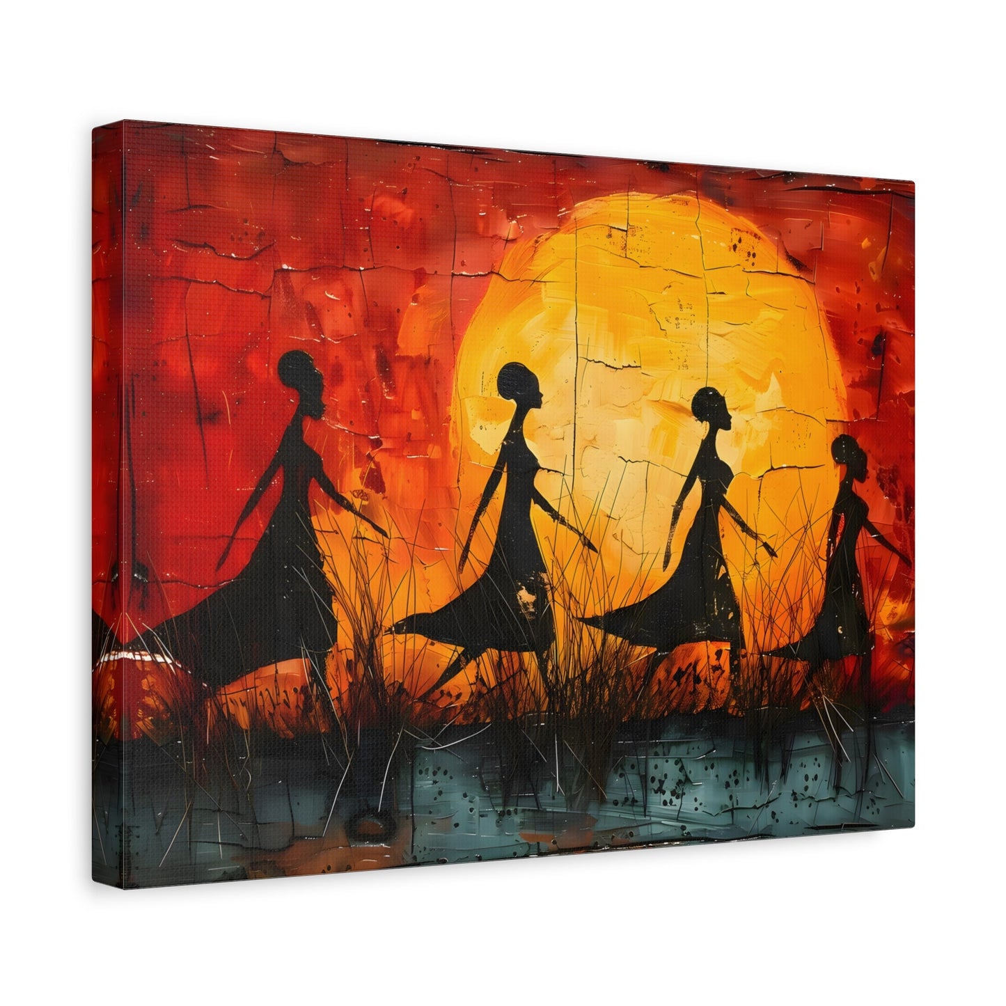 African Women Sunset Wall Art Modern Canvas Print - YesArtYes