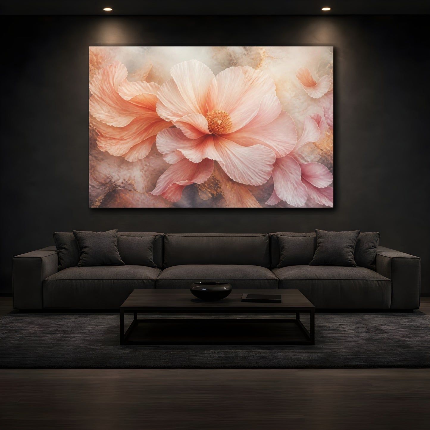 Mockup 3. Airy Blush Floral Bloom shown as canvas print