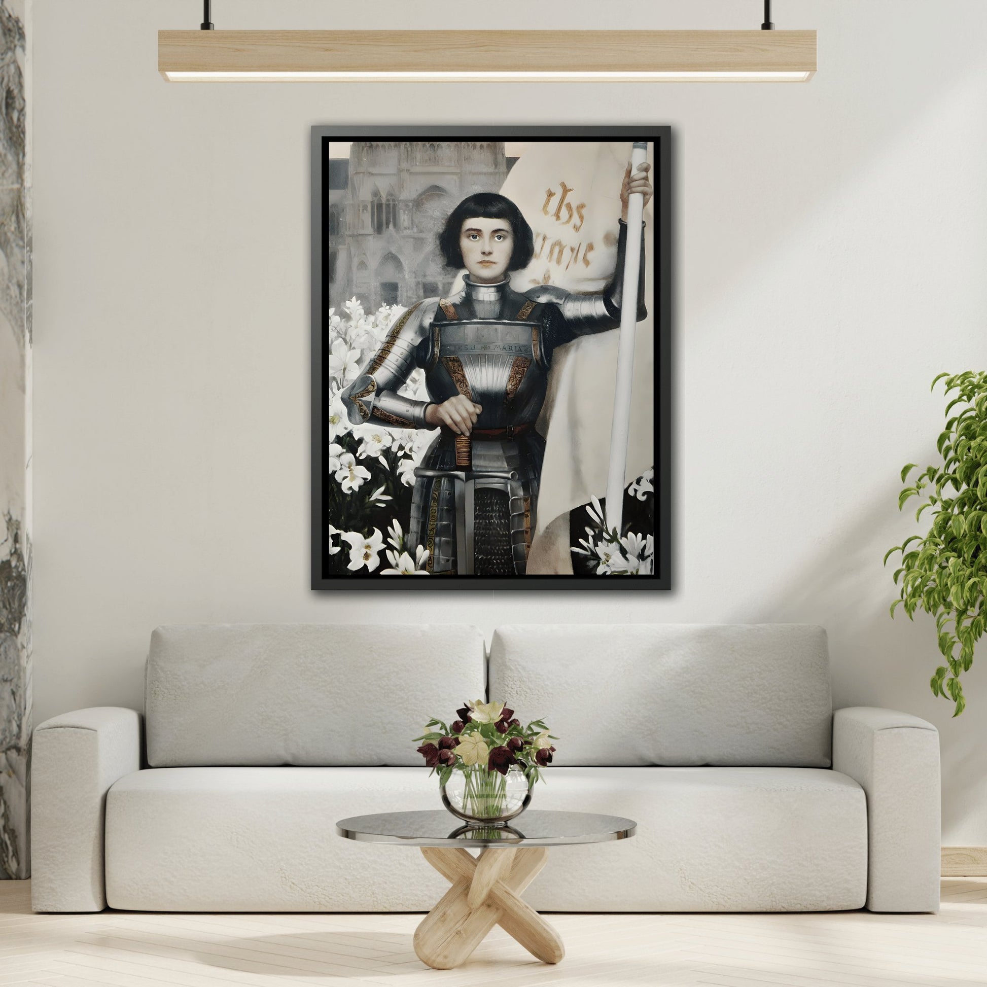 Albert Lynch Joan of Arc - Framed Canvas Art Print in Black Pinewood Frame