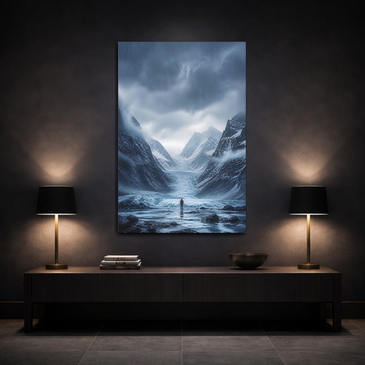 Mockup 3. Alone On The Glacier shown as canvas print
