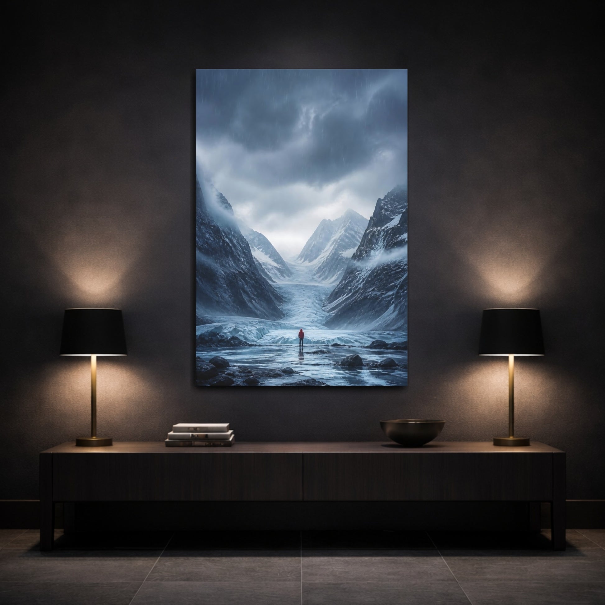 Mockup 3. Alone On The Glacier shown as canvas print