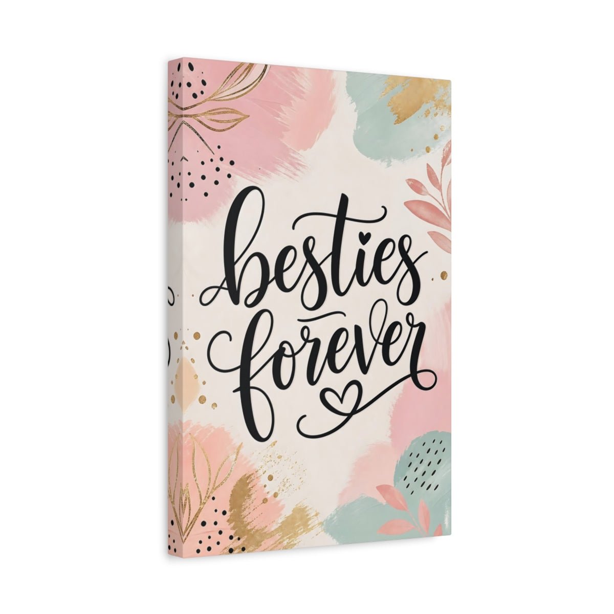 Alphabets Besties Forever Pink And Gold Canvas Print – Bedroom, Wall - YesArtYes