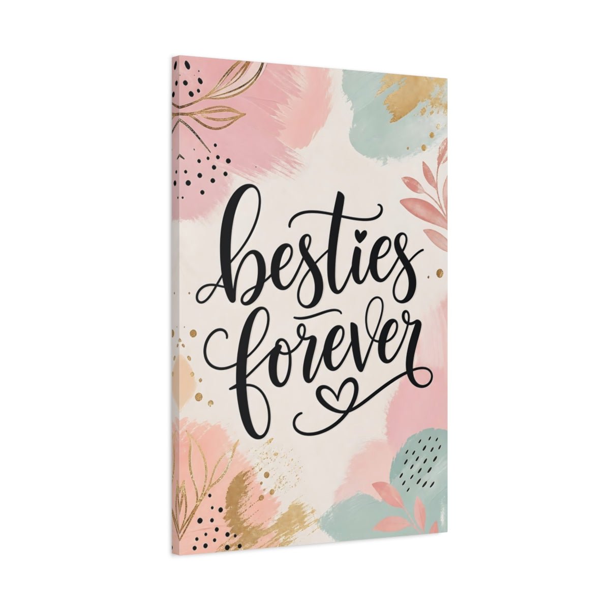 Alphabets Besties Forever Pink And Gold Canvas Print – Bedroom, Wall - YesArtYes