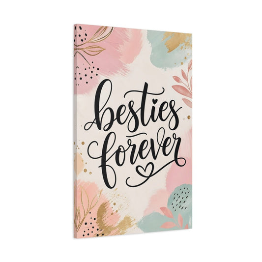 Alphabets Besties Forever Pink And Gold Canvas Print – Bedroom, Wall - YesArtYes