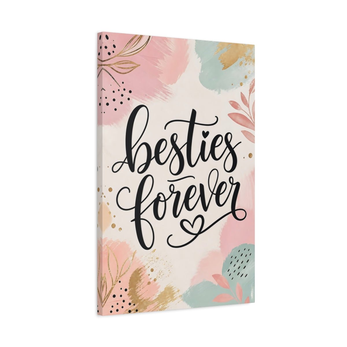 Alphabets Besties Forever Pink And Gold Canvas Print – Bedroom, Wall - YesArtYes