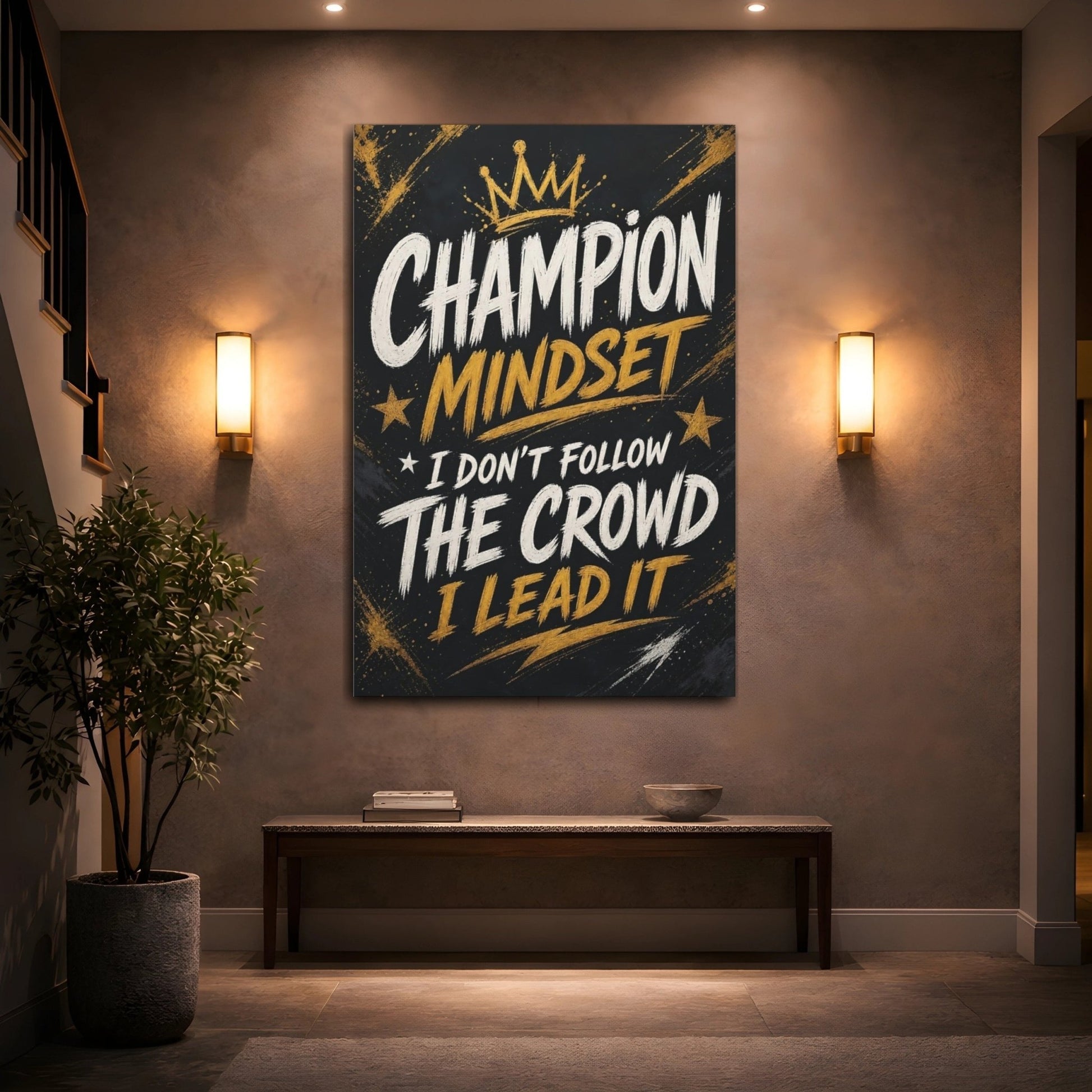 Alphabets Motivational Quote Gold Black Canvas Wall Art Print – Office Decor, Feature - YesArtYes