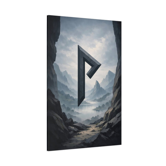Alphabets Rune Grey Landscape - Canvas Wall Art Print - YesArtYes