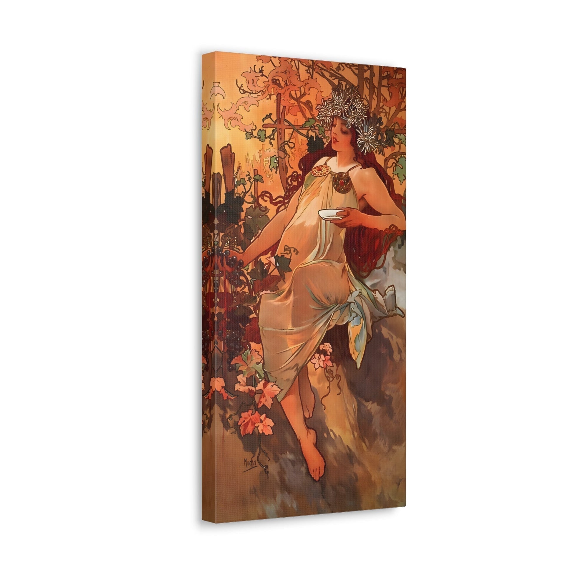 Alphonse Mucha Four Seasons Autumn Palette Canvas Print - Vibrant Fall Wall Art Decor