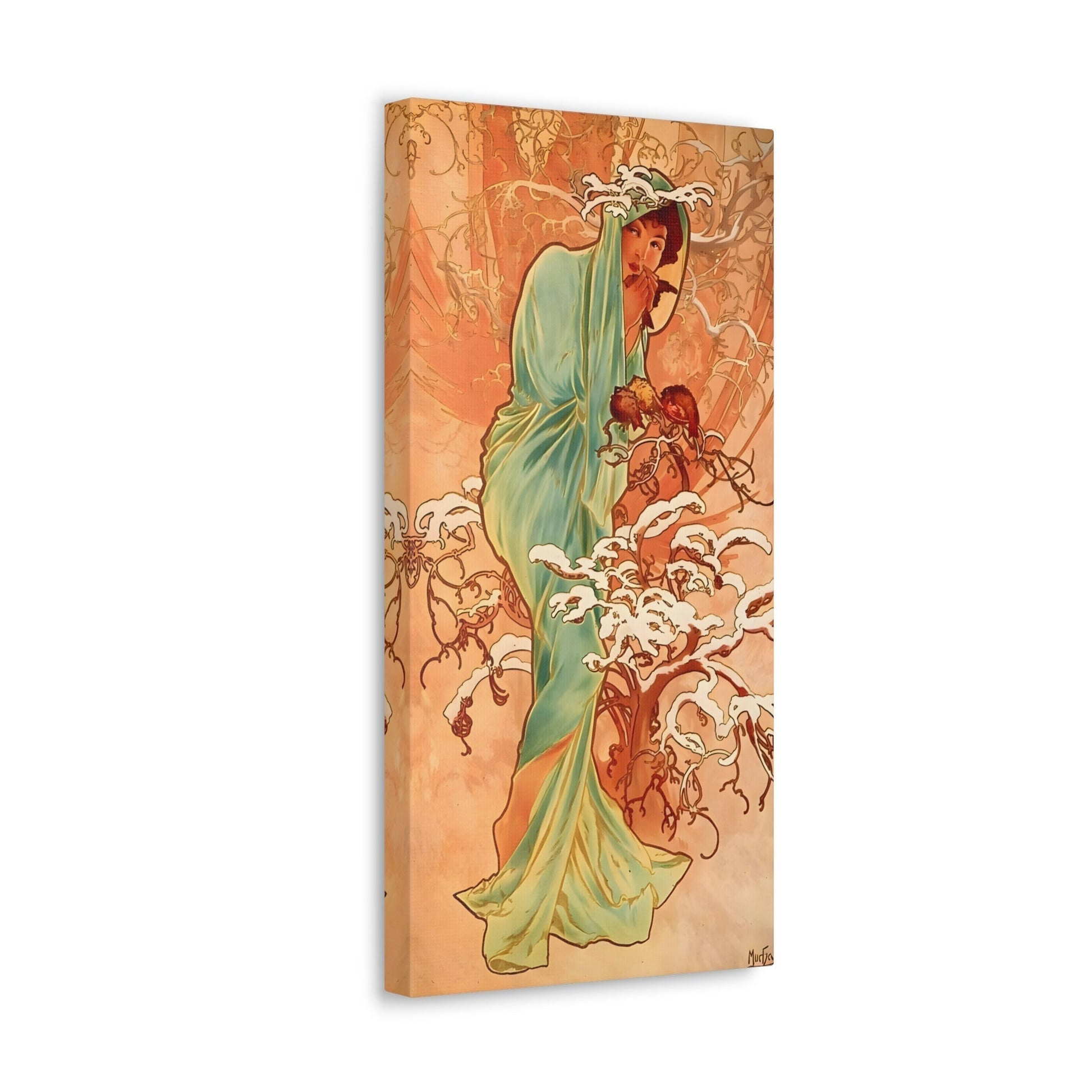 Alphonse Mucha Four Seasons Winter Canvas Print - Art Nouveau Wall Art Painting Reproduction