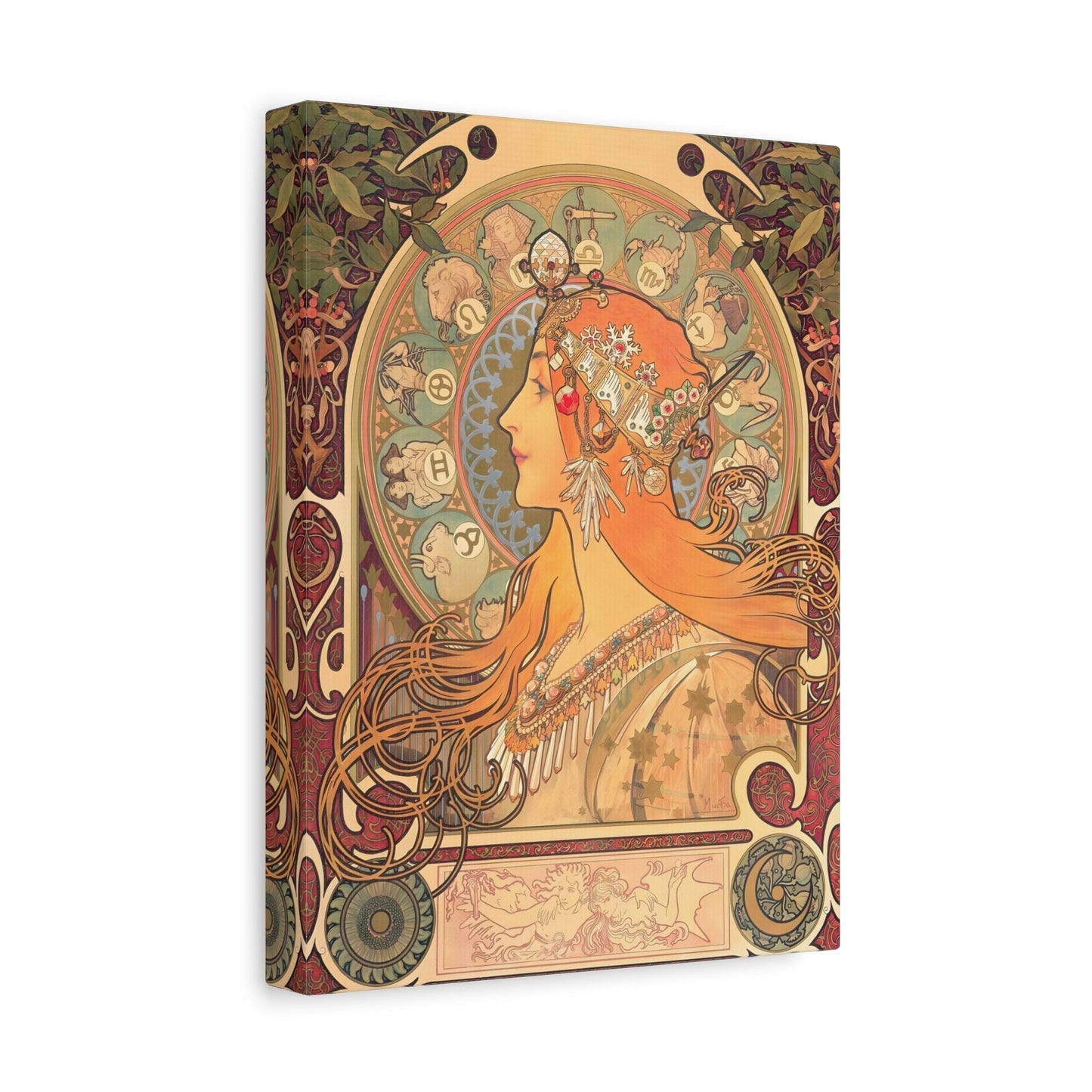 Alphonse Mucha Zodiac - Canvas Wall Art Reproduction Print