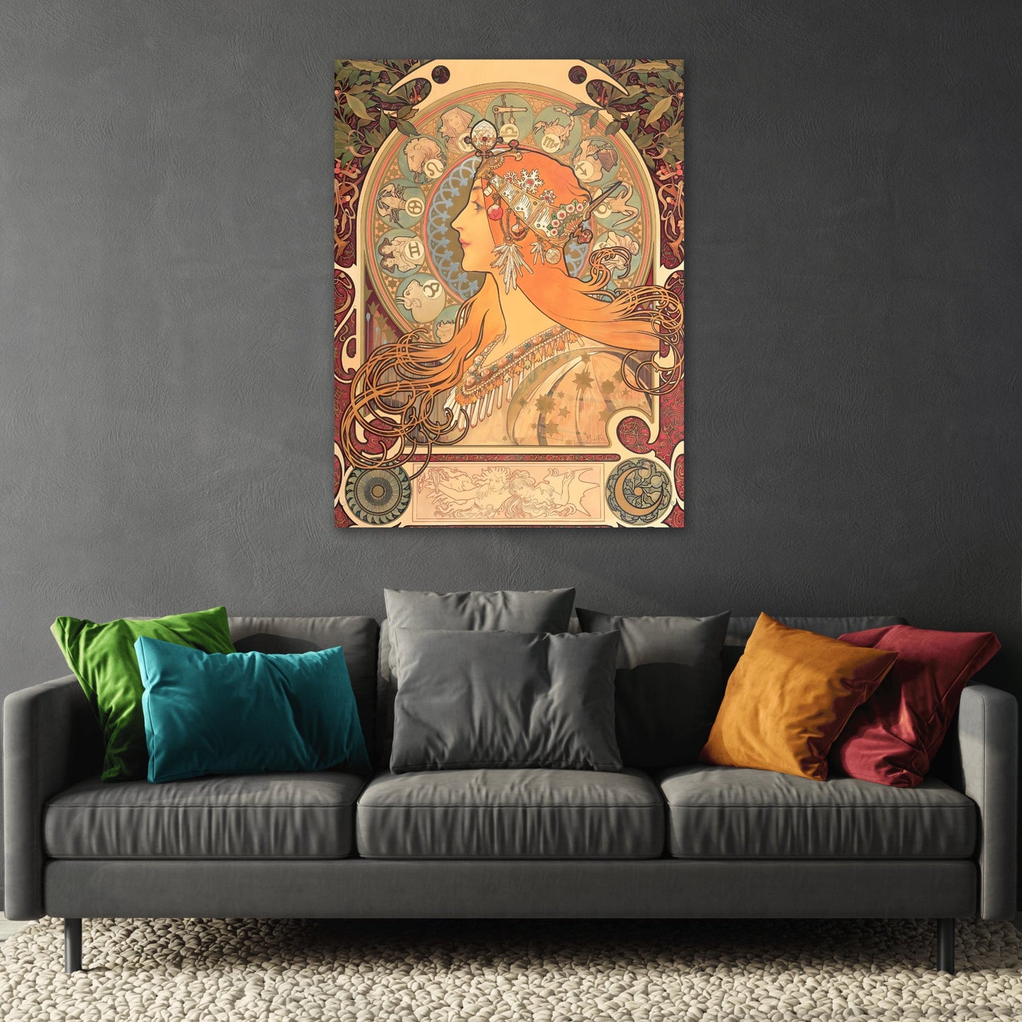 Alphonse Mucha Zodiac - Canvas Wall Art Reproduction Print