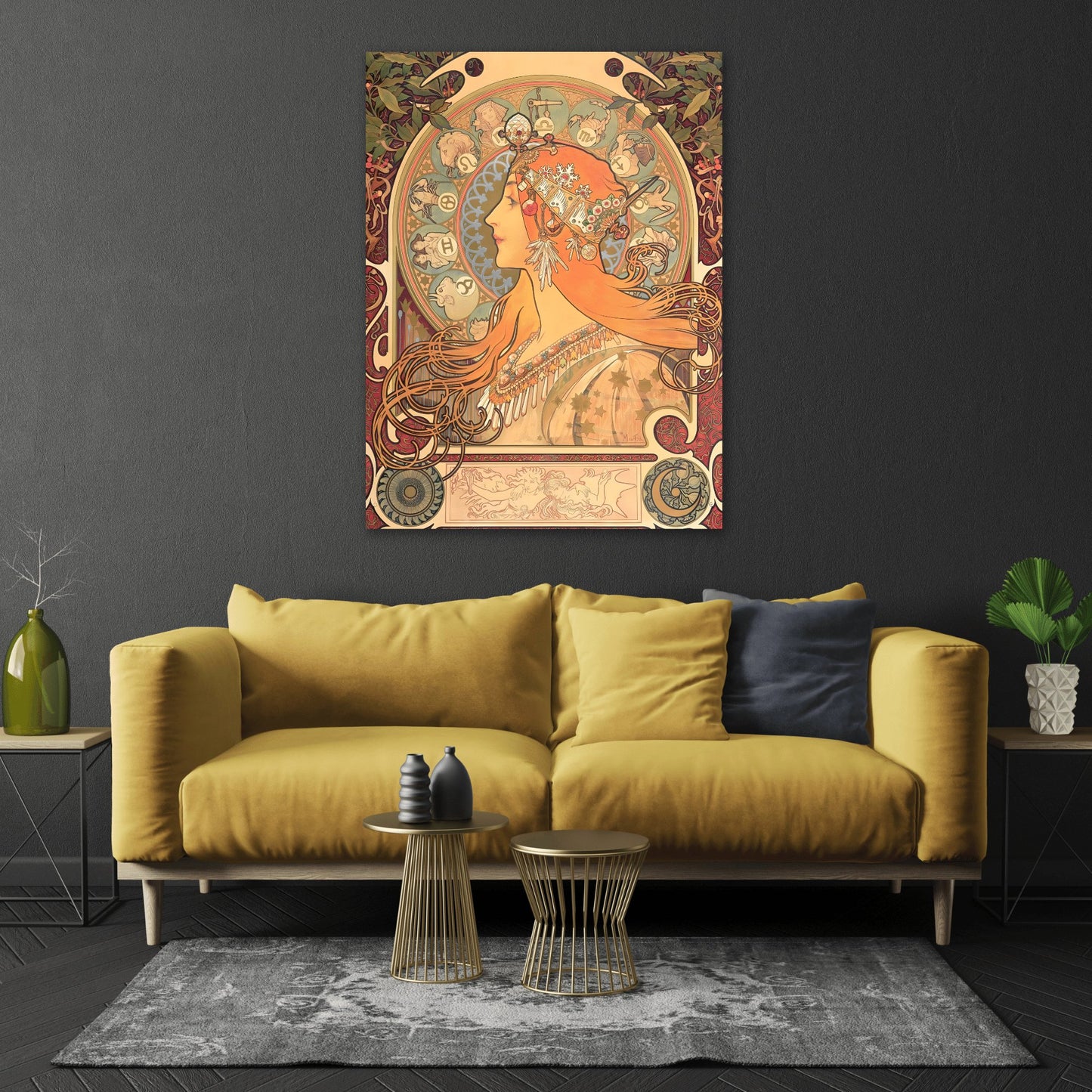 Alphonse Mucha Zodiac - Canvas Wall Art Reproduction Print