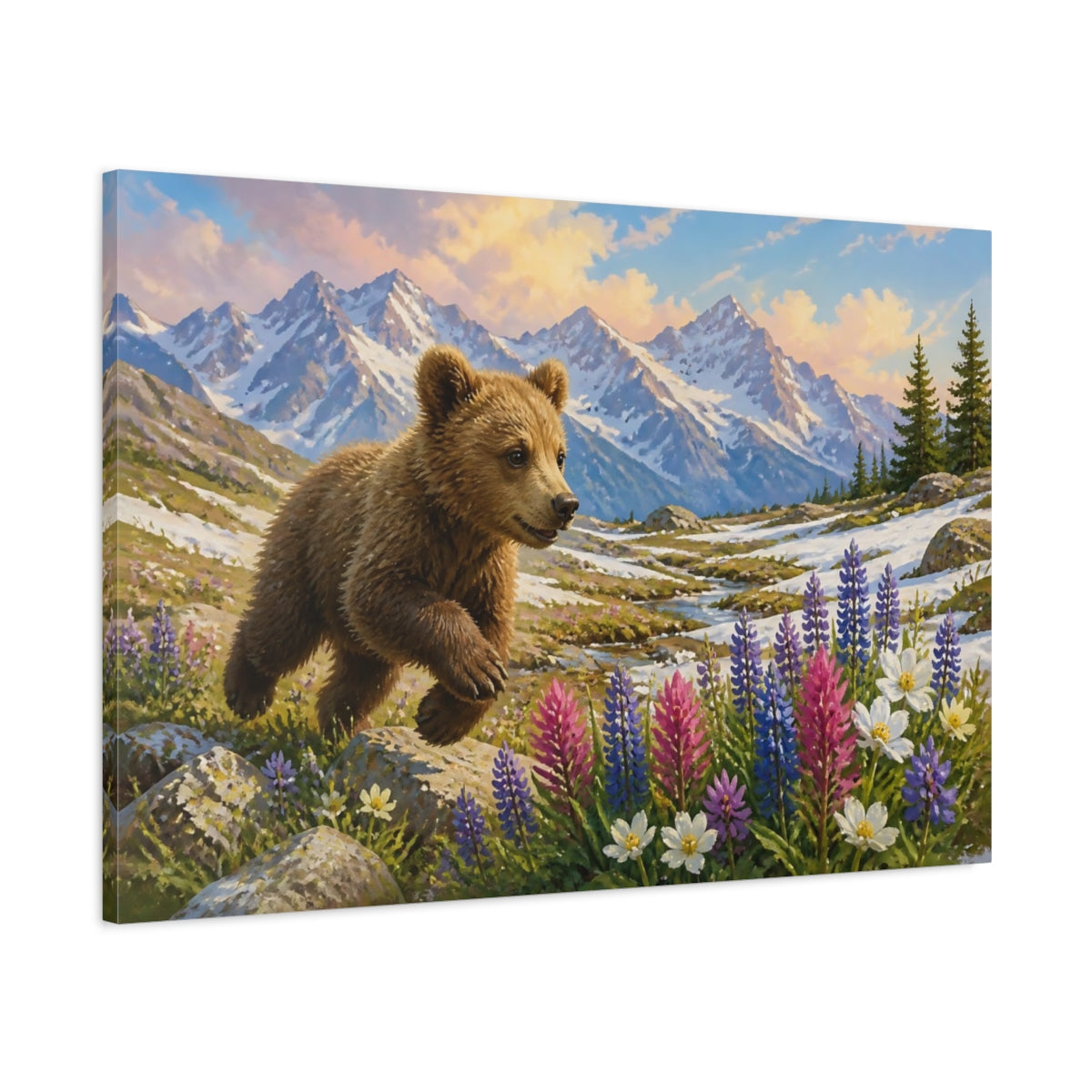 Main Mockup. Alpine Bear Cub shown as canvas print