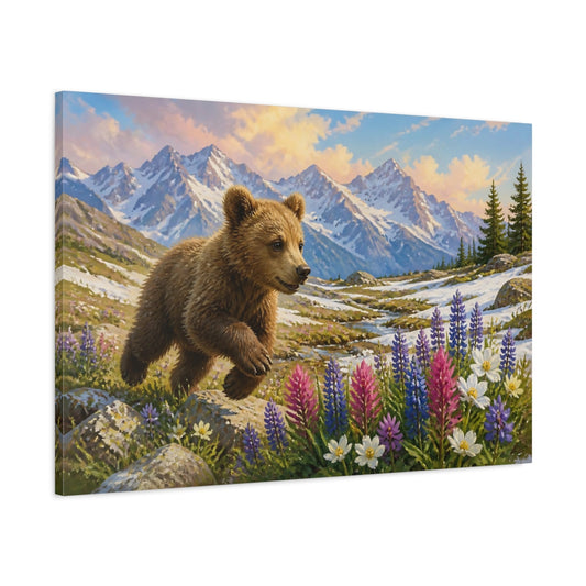 Main Mockup. Alpine Bear Cub shown as canvas print