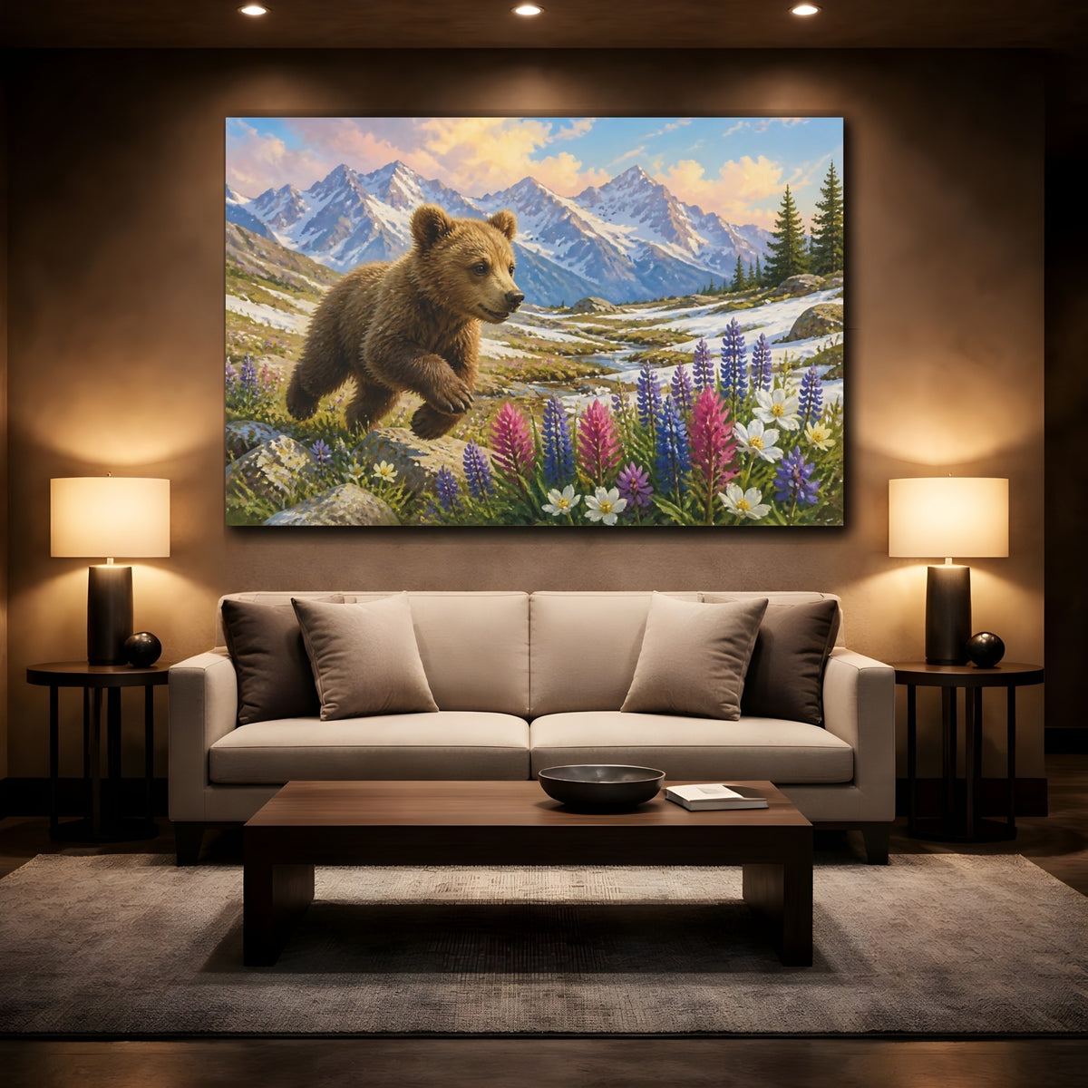 Mockup 2. Alpine Bear Cub shown as canvas print