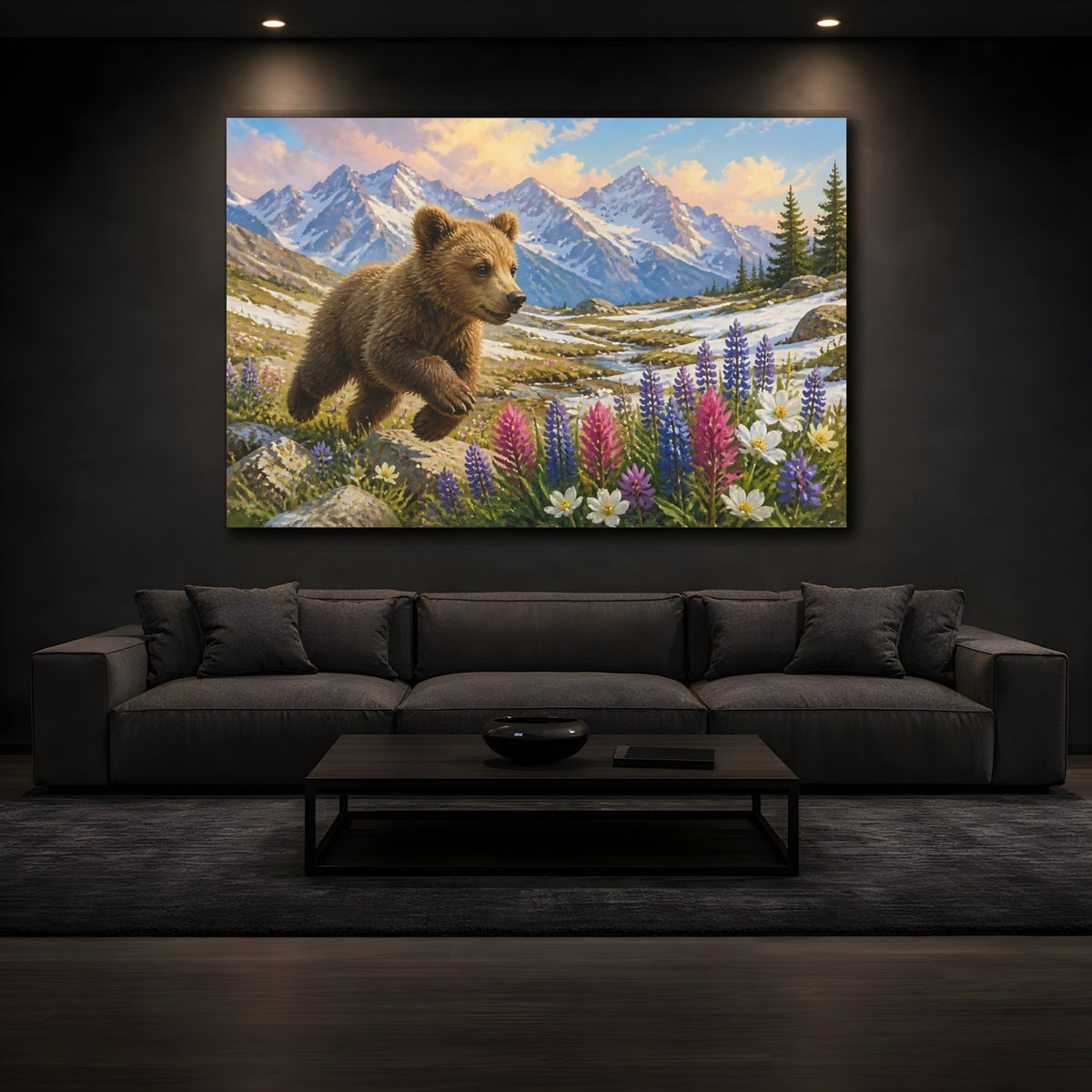 Mockup 3. Alpine Bear Cub shown as canvas print