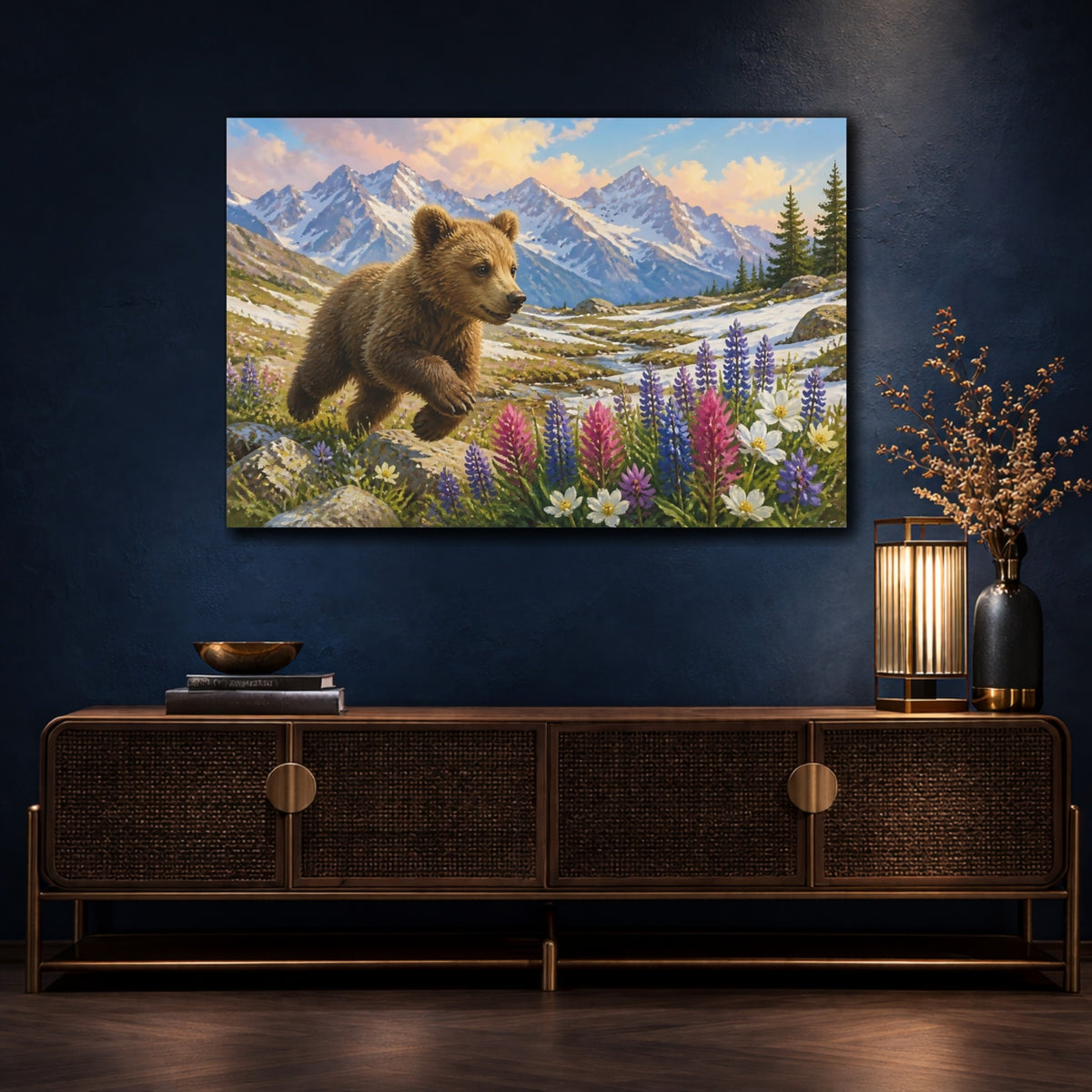 Mockup 4. Alpine Bear Cub shown as canvas print