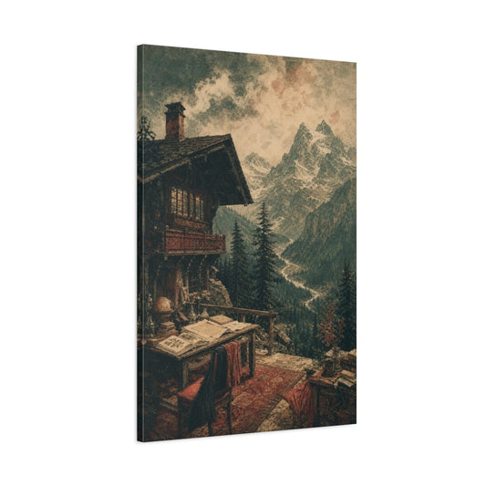 Alpine Chalet Retreat Canvas Print – Living Room, Above Sofa - YesArtYes