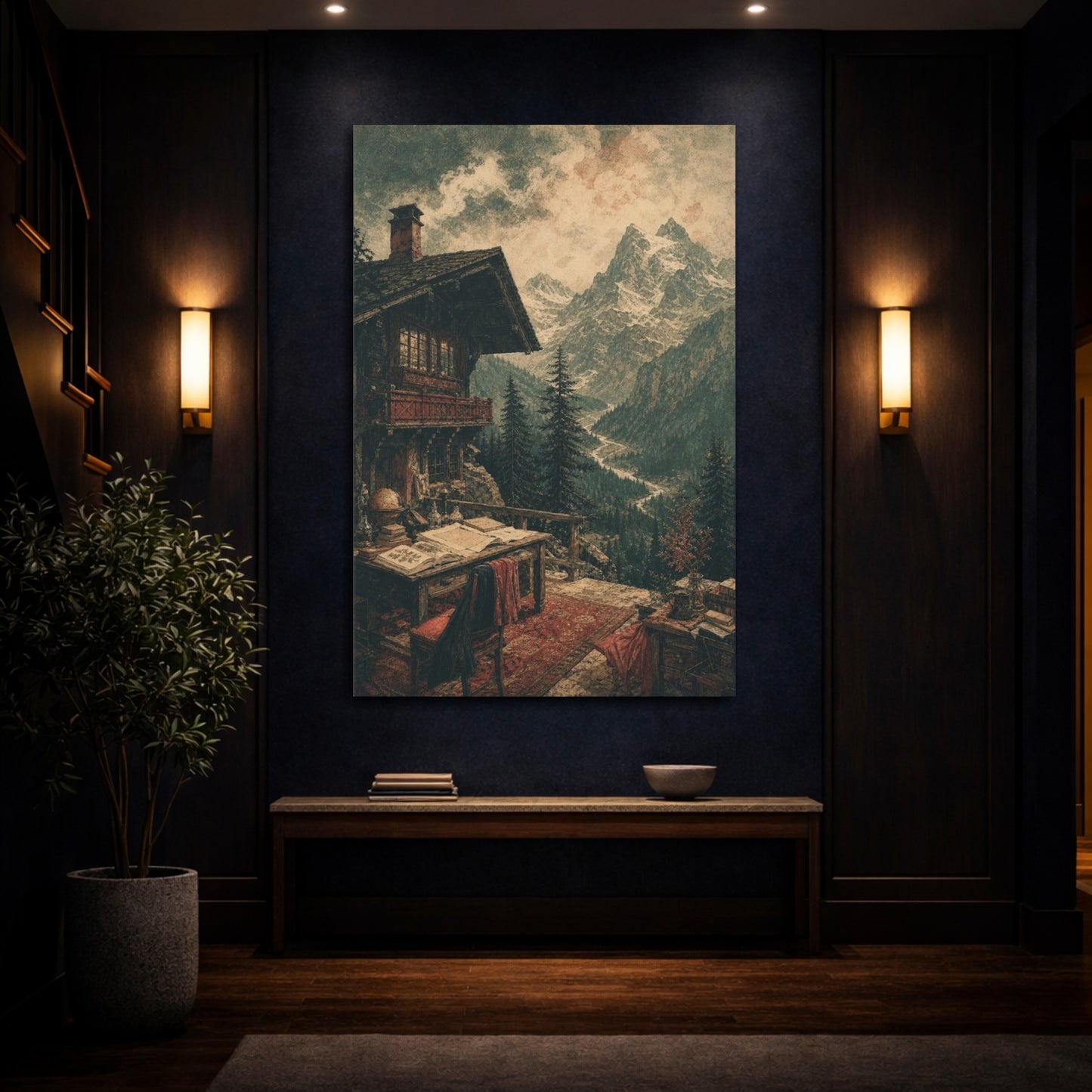 Mockup 4. Alpine Chalet Retreat shown as canvas print