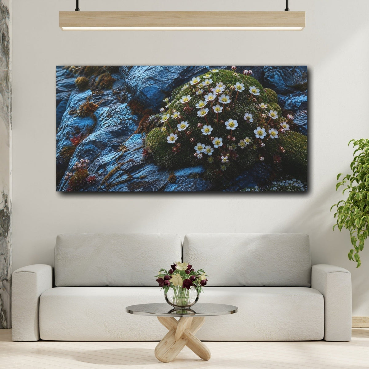 Alpine Flowers Nature Canvas Print – Macro Living Room, Above Sofa - YesArtYes