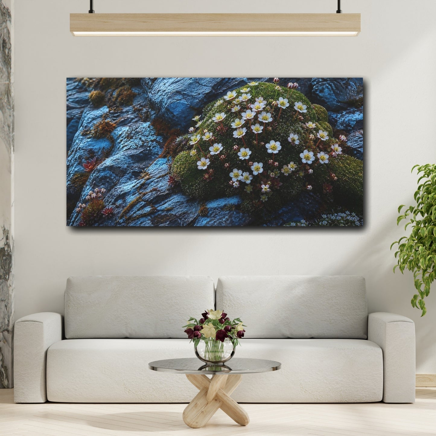 Mockup 2. Alpine Flowers Nature shown as canvas print