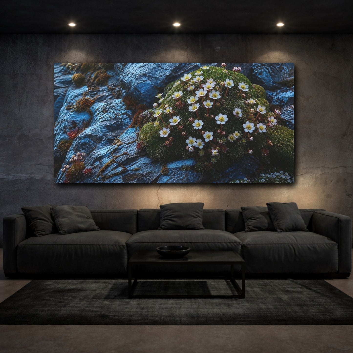 Mockup 3. Alpine Flowers Nature shown as canvas print