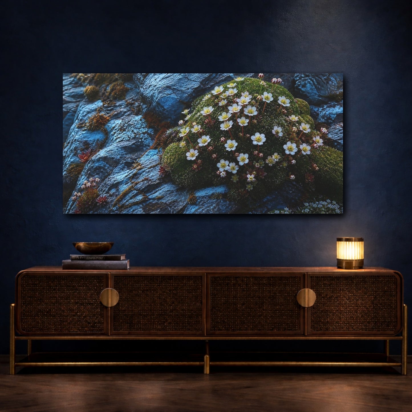 Mockup 4. Alpine Flowers Nature shown as canvas print